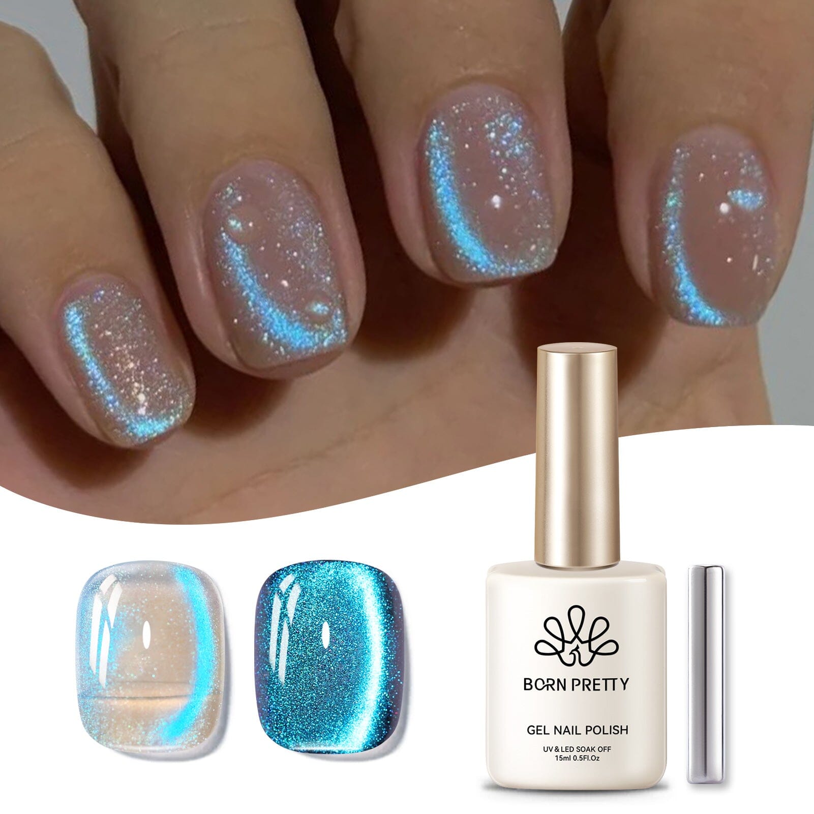Blue Auroras Cat Magnetic Gel Polish 15ml - Long Lasting Nail Art Polish for Salon & Home Manicures - Perfect for Special Occasions & Daily Wear