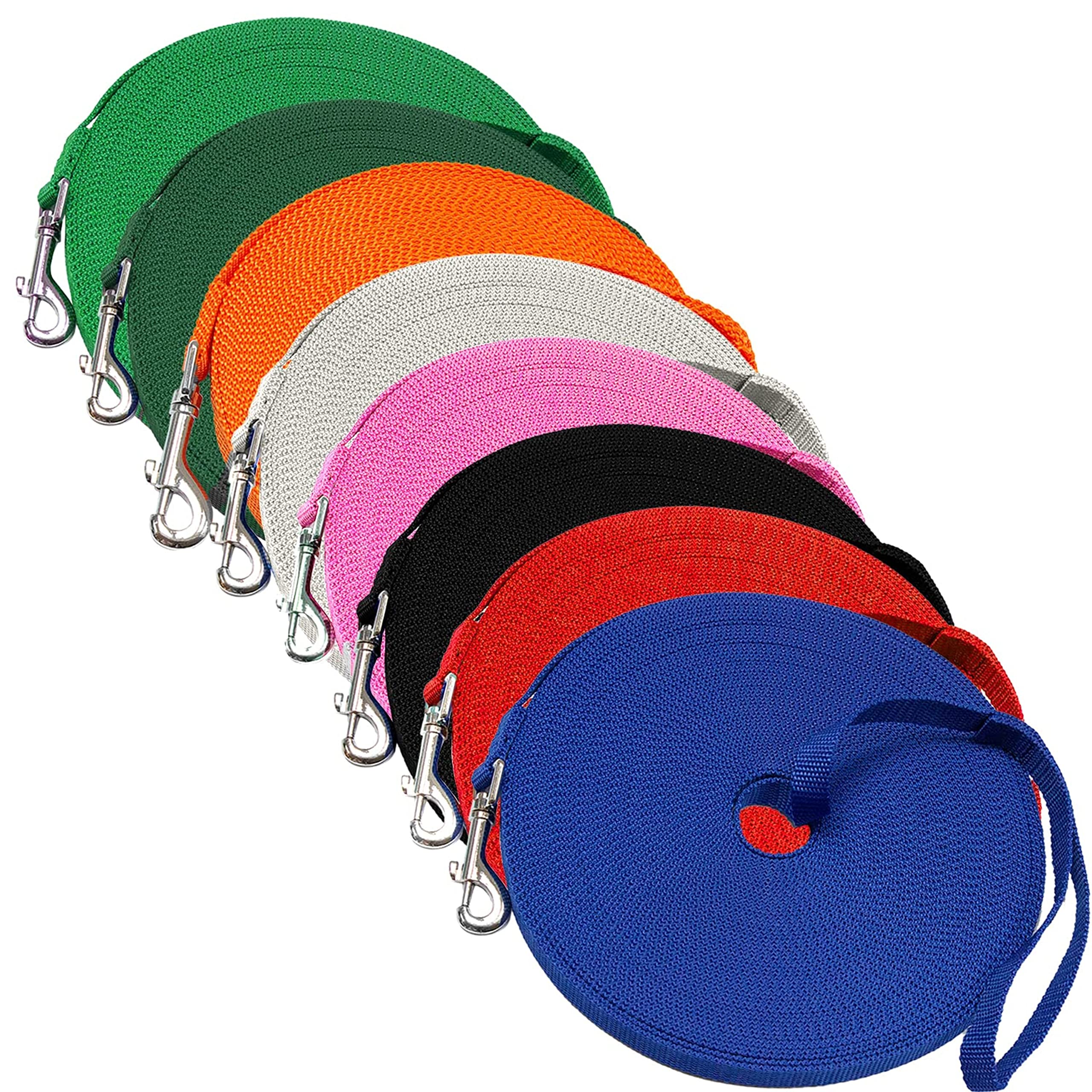 **Downtown Pet Supply 20ft Blue Nylon Dog Leash - Long Training Leash for Recall & Obedience - Durable & Lightweight for Outdoor Walks, Hiking, and Park Adventures**