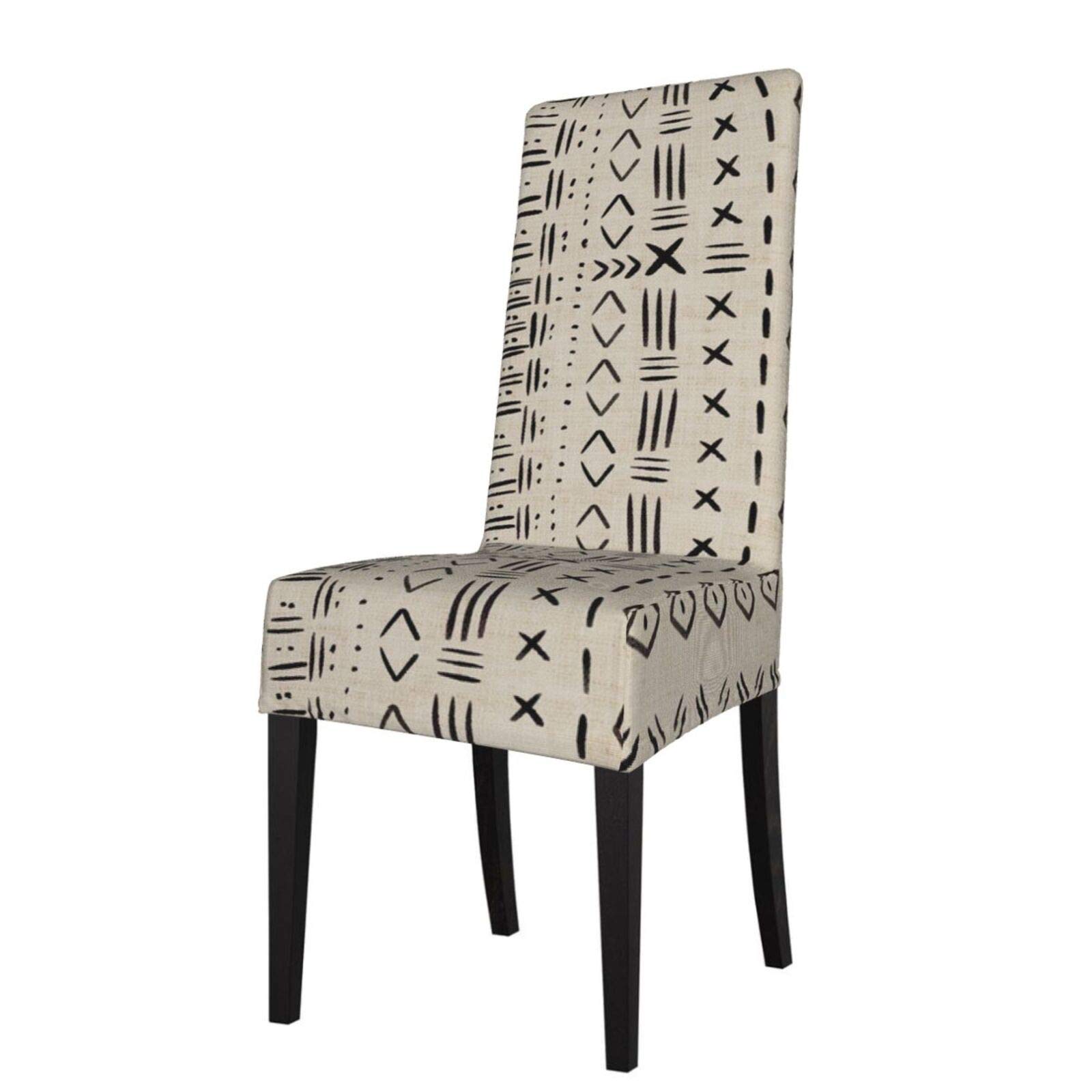 Bohemian Tribal Mudcloth Stretch Chair Slipcovers - Washable Dining Chair Covers for Home, Hotel & Restaurant Use | Perfect for Ceremonies, Banquets, Weddings & Parties | Durable & Stylish Home Decor Protection