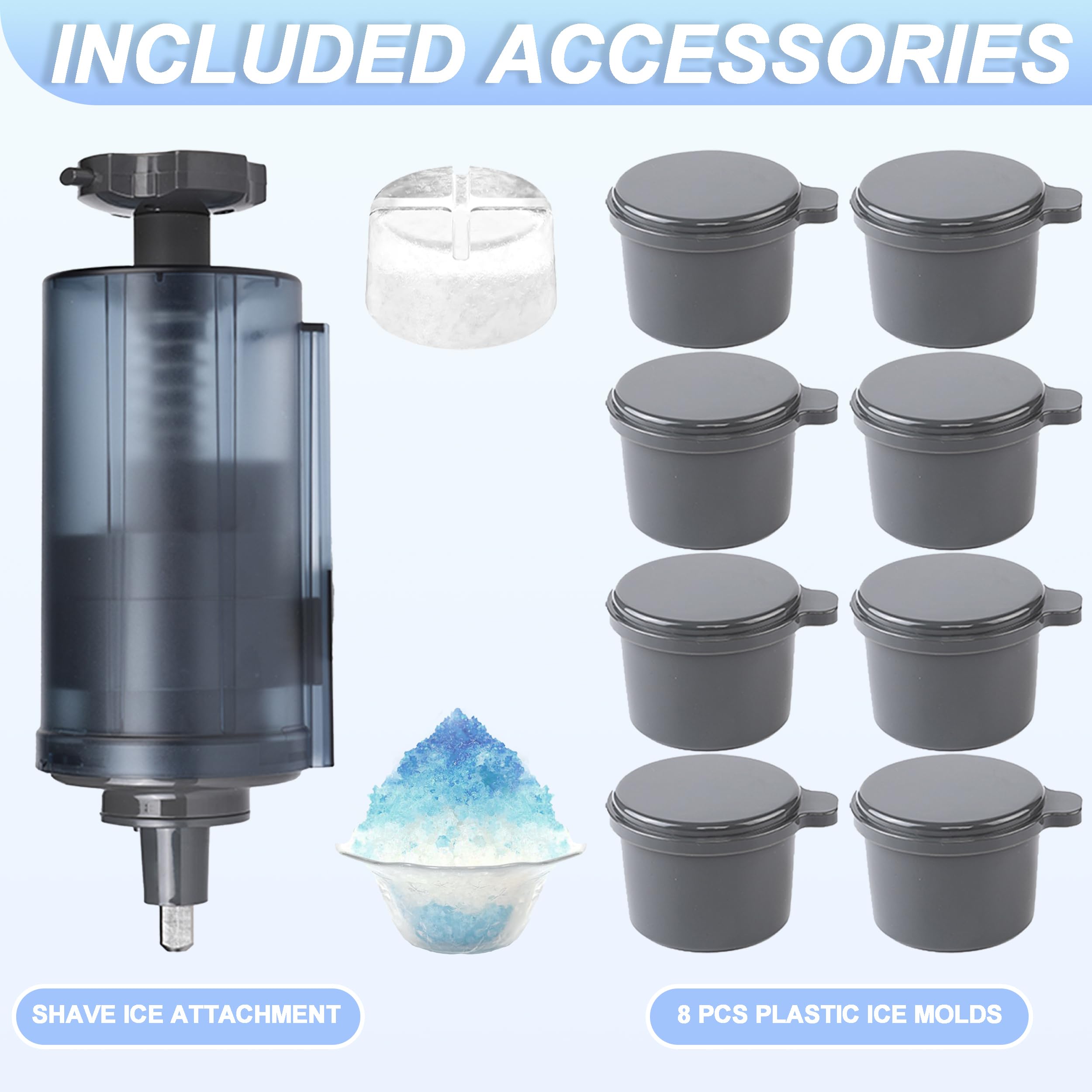 KitchenAid Stand Mixer Ice Shaver Attachment - High Efficiency Shaved Ice Maker with 8 Molds, Perfect for Cocktails, Desserts & Snow Cones | Aooaid