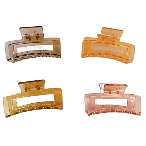 **Glamifirsto Clear Hair Claw Clips for Women – Non-Slip Banana Hair Clips, 4 Inch Rectangular Strong Hold Hair Accessories for Thin & Thick Hair – Perfect for Ponytails, Buns & Everyday Styling**
