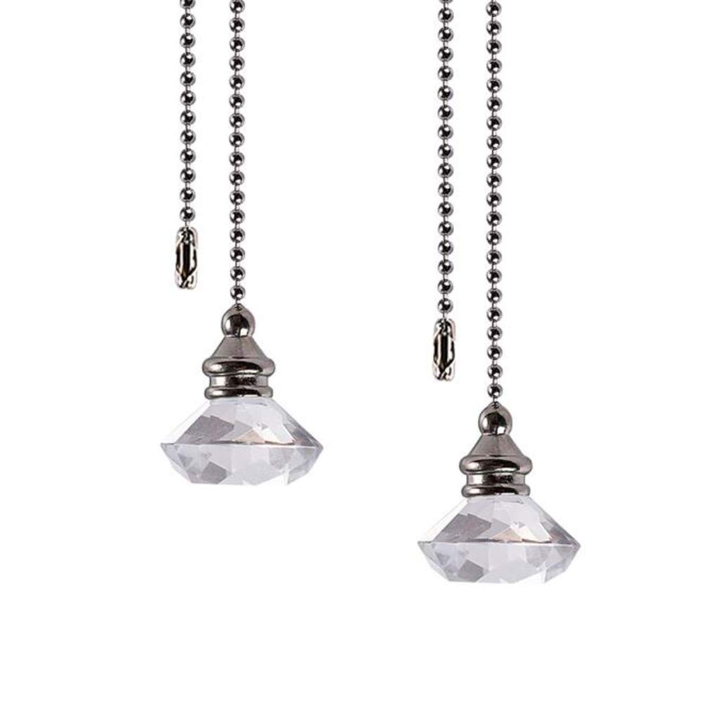 2 Pack Crystal Prism Ceiling Fan Pull Chain - 12.2 Inch Transparent Dazzling Replacement Pull Cord for Ceiling Fans - Perfect for Bedroom, Living Room & Home Decor
