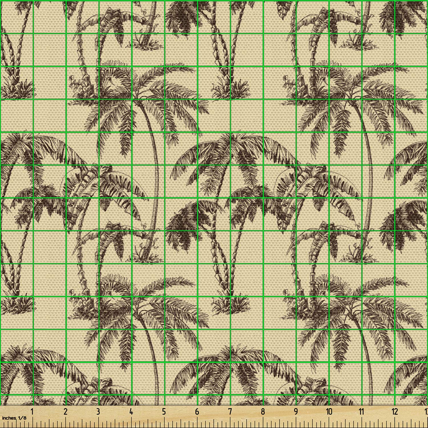 Ambesonne Tropical Palm Tree Fabric by The Yard - Hawaiian Exotic Abstract Foliage Brown Chocolate Upholstery Material for Sofa, Curtains & Home Decor (10 Yards) - Perfect for Beach House, Boho Decor & DIY Craft Projects