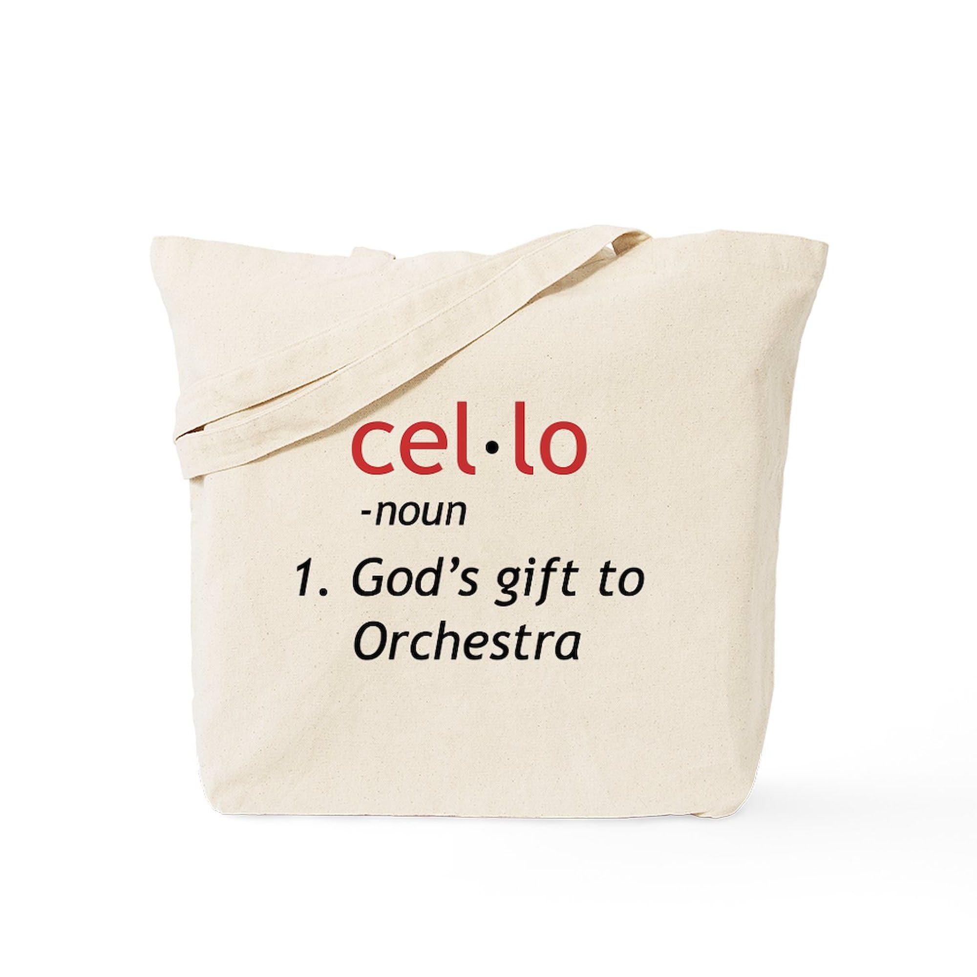Cello Definition Tote Bag - Natural Canvas Reusable Shopping Bag for Musicians & Music Lovers - Perfect for Groceries, Books & Everyday Use