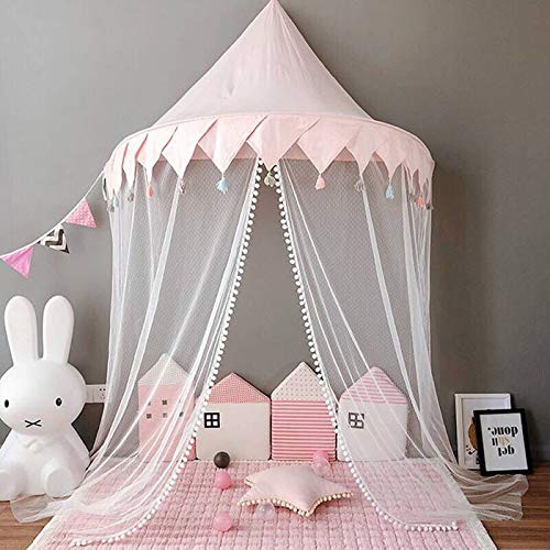 Princess Bed Canopy for Girls - Kids Castle Play Tent with Mosquito Net - Nursery Decor for Toddler & Baby Room - Perfect for Bedroom, Playroom & Sleepovers