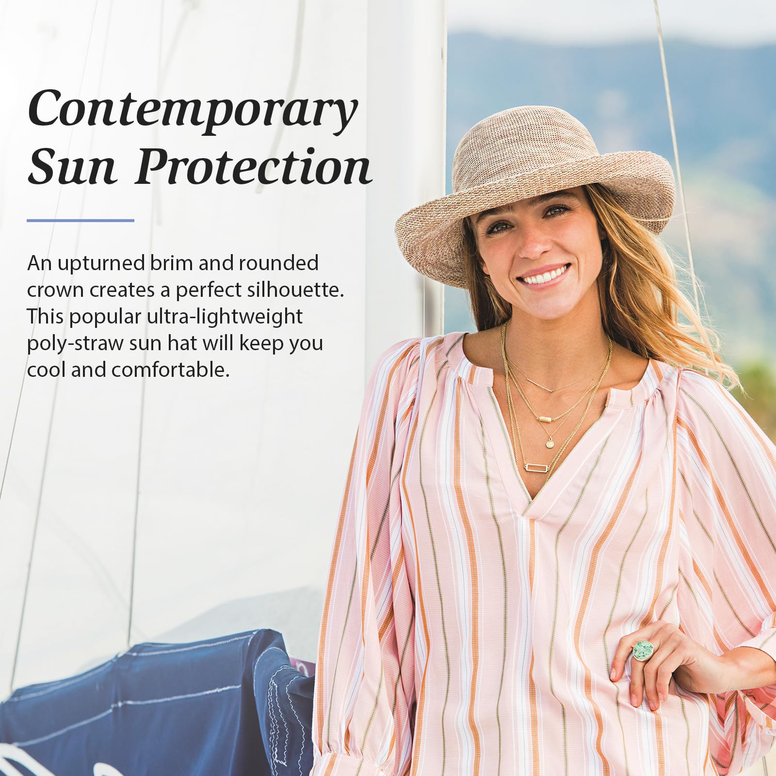 Wallaroo Hat Company Women’s Victoria Sun Hat – Wide Brim UPF 50+ Sun Protection, Packable Travel Hat, Adjustable & Breathable Lightweight Summer Beach Hat for Women – Perfect for Beach Vacations, Poolside Lounging and Outdoor Adventures