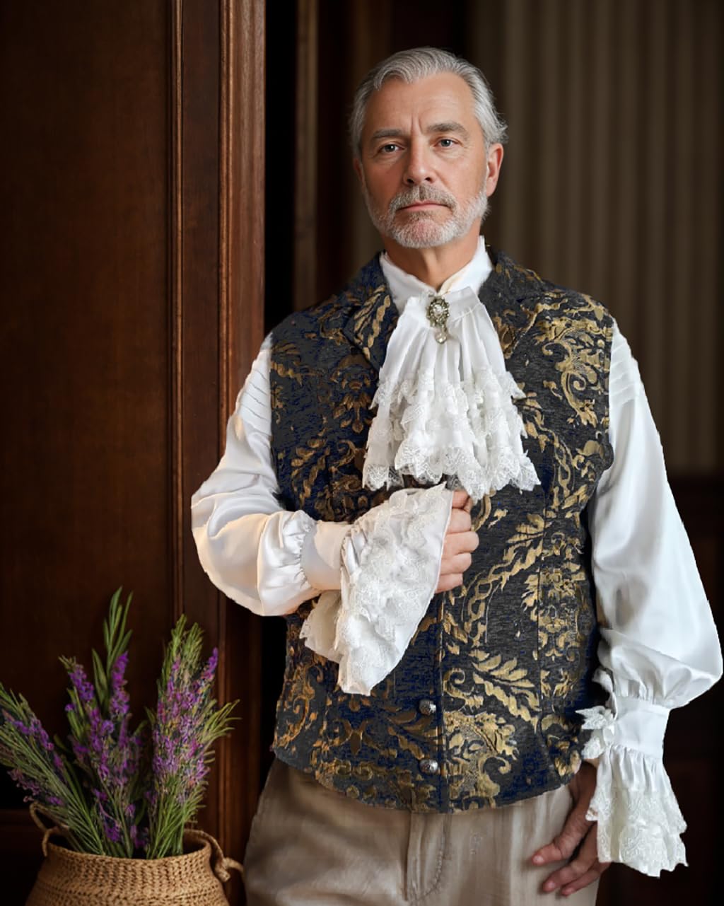 Steampunk Gothic Vest for Men - Victorian Jacquard Waistcoat Corset - Masquerade Ball & Goth Costume Outfit - Perfect for Cosplay, Halloween, and Themed Parties