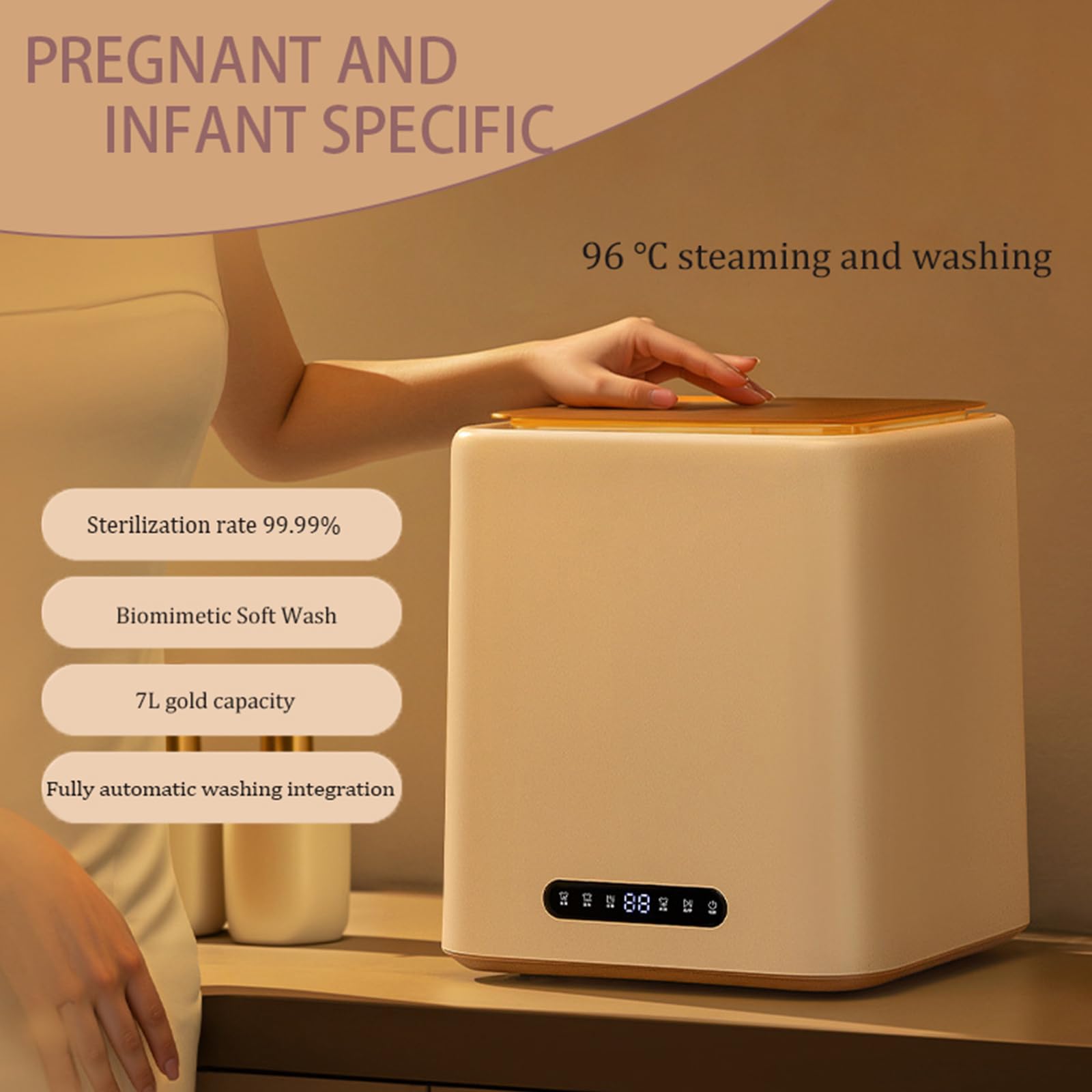 7L Portable Washing Machine - Compact Fully Automatic Mini Washer for Baby Clothes, Underwear & Socks | Perfect for Small Apartments, Dorms, RV Camping & Travel | Space-Saving Laundry Solution