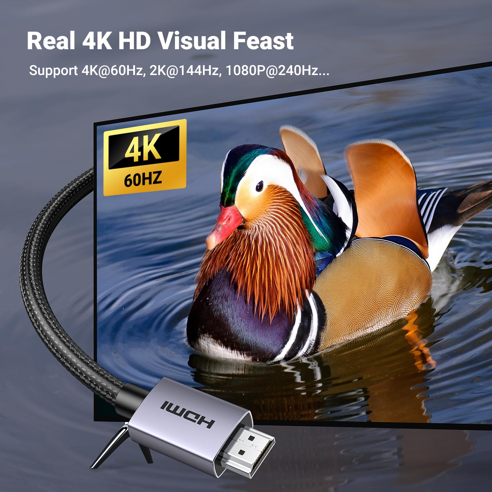 UGREEN HDMI Cable 4K@60Hz 1440P@144Hz 1080P, 6ft High Speed HDMI 2.0 Cable with ARC, HDR, Dolby Atmos, HDCP 2.2, Ethernet 18Gbps - Compatible with PS5, PS4, Xbox, Soundbar, TV, Gaming Monitor, PC, Laptop, Sky Q, DVD Player - Perfect for Home Theater & Gaming Setup