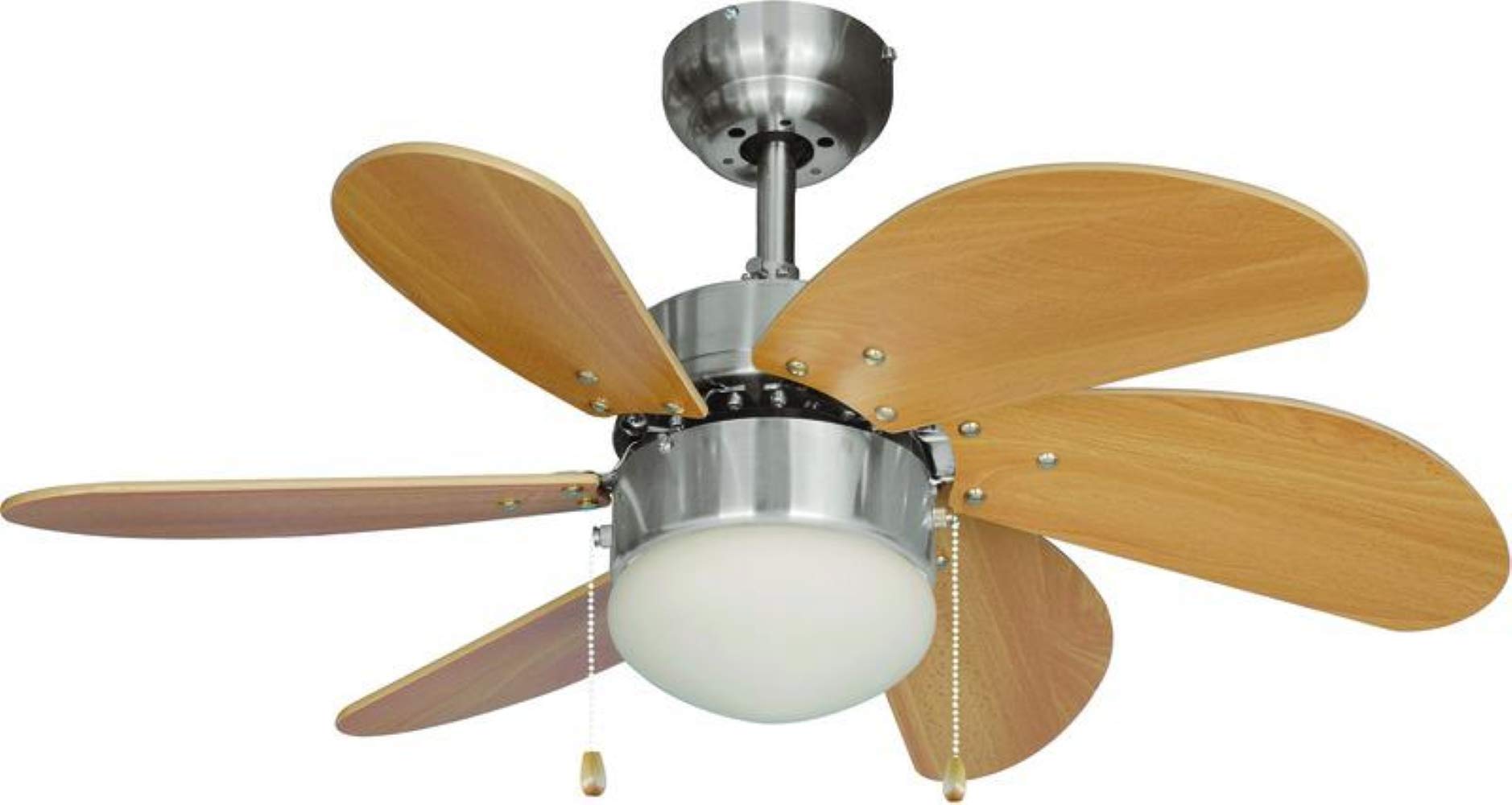 Hardware House 24-0499 Monterey Small Ceiling Fan in Satin Nickel Finish - Perfect for Bedroom, Living Room & Office Spaces