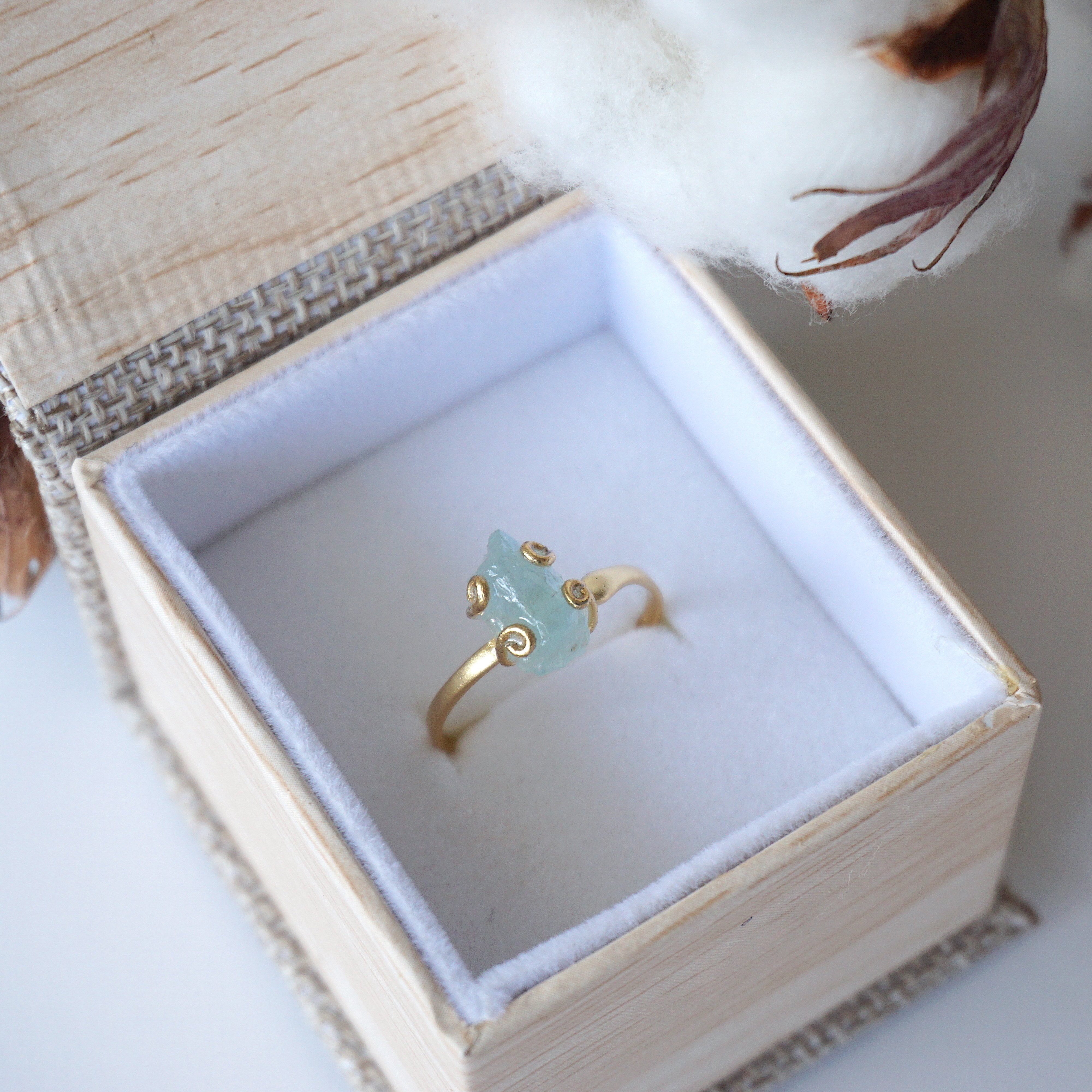 Adjustable Aquamarine 14K Gold Filled Ring for Women - Elegant Birthstone Jewelry Gift for Mother's Day, Anniversary & Special Occasions