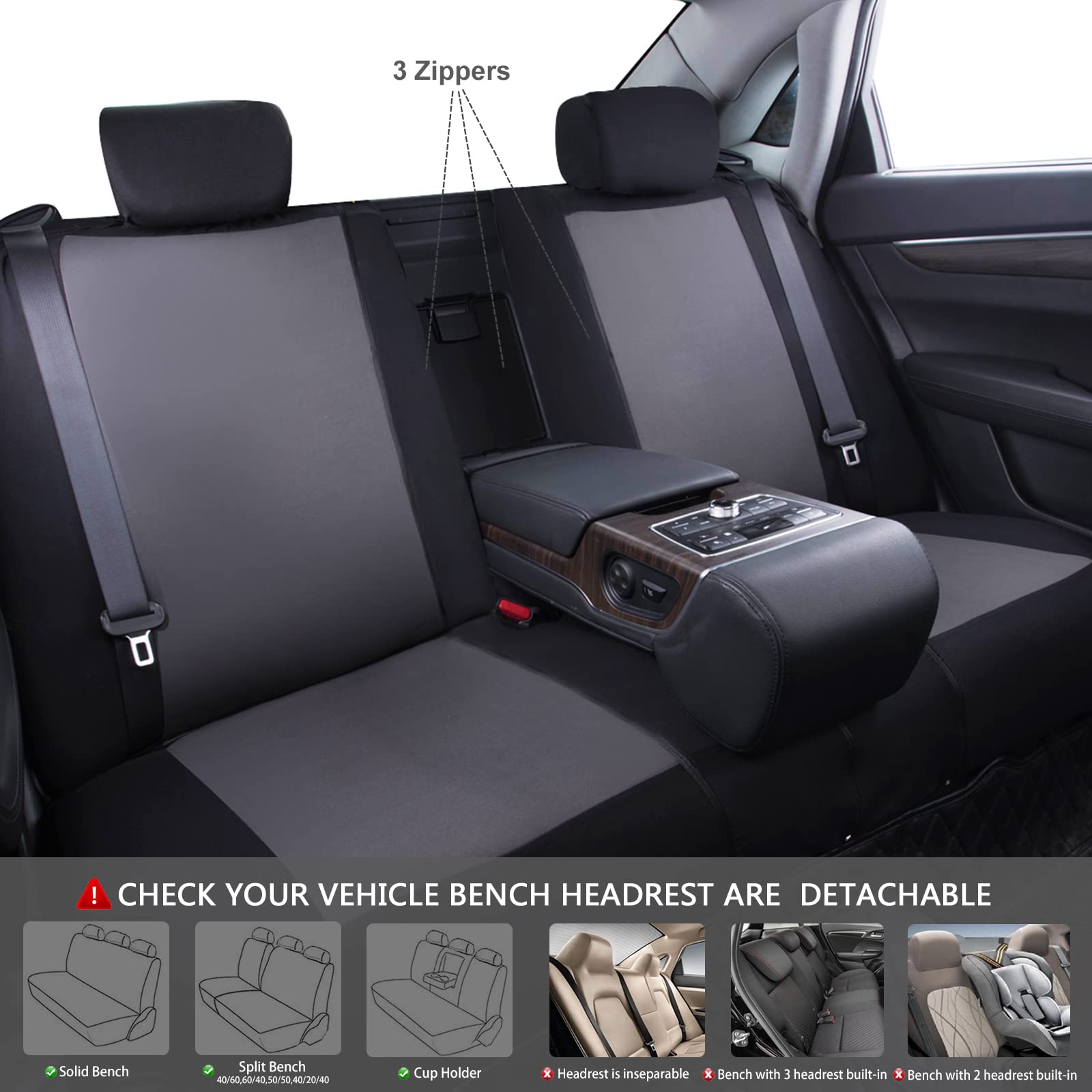 CAR PASS Line Rider Sporty Universal Car Seat Covers Full Set with 4Pcs Waterproof Floor Mats | Airbag Compatible Auto Interior Covers for Sedans, Trucks, SUVs & Vans | Durable Protection for Daily Commute, Road Trips & Family Travel (Black & Gray Combo Set)