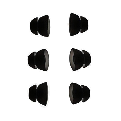 Premium CARDAS Replacement Large Double Flange Eartips for A8 & EM5813 In-Ear Headphones - 6 Pieces (3 Pairs) Black - Noise Isolation for Music, Travel & Workouts