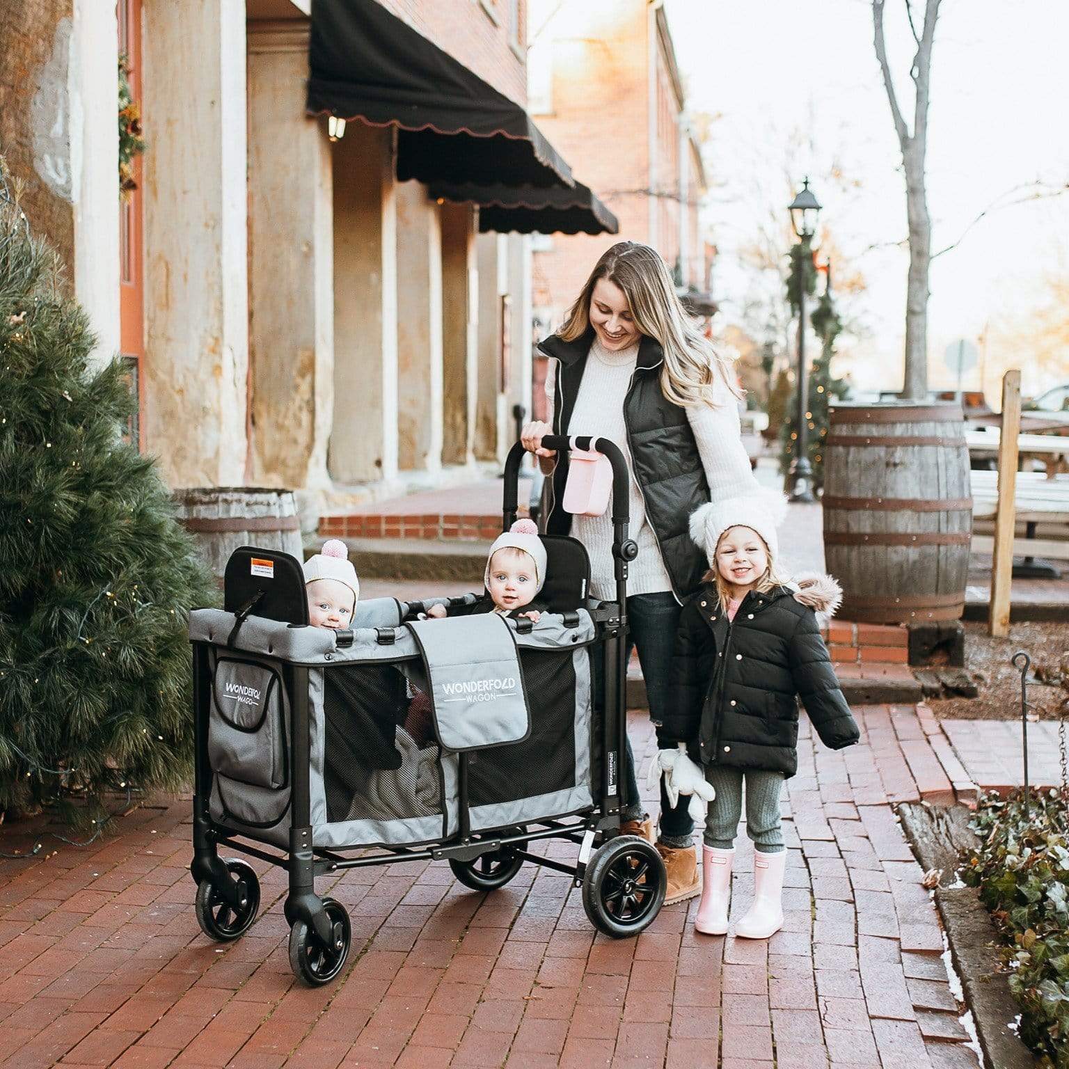 Wonderfold W2 4-in-1 Double Baby Stroller Wagon with Canopy & Storage - Perfect for Beach, Park, and Family Outings