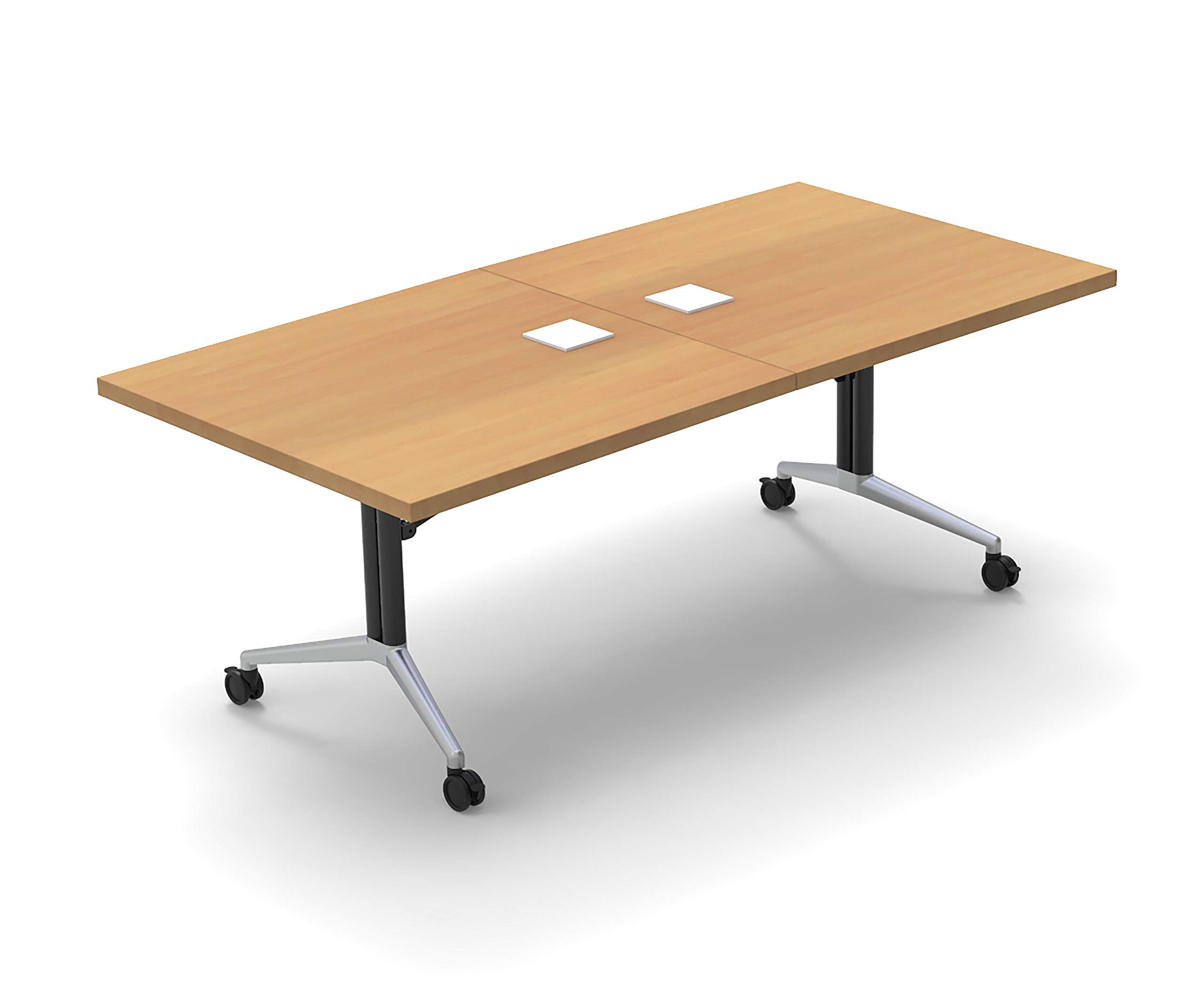8-Person Conference Table Set with Seating - Beech X-Thick Top & Chrome Base for Office Meetings