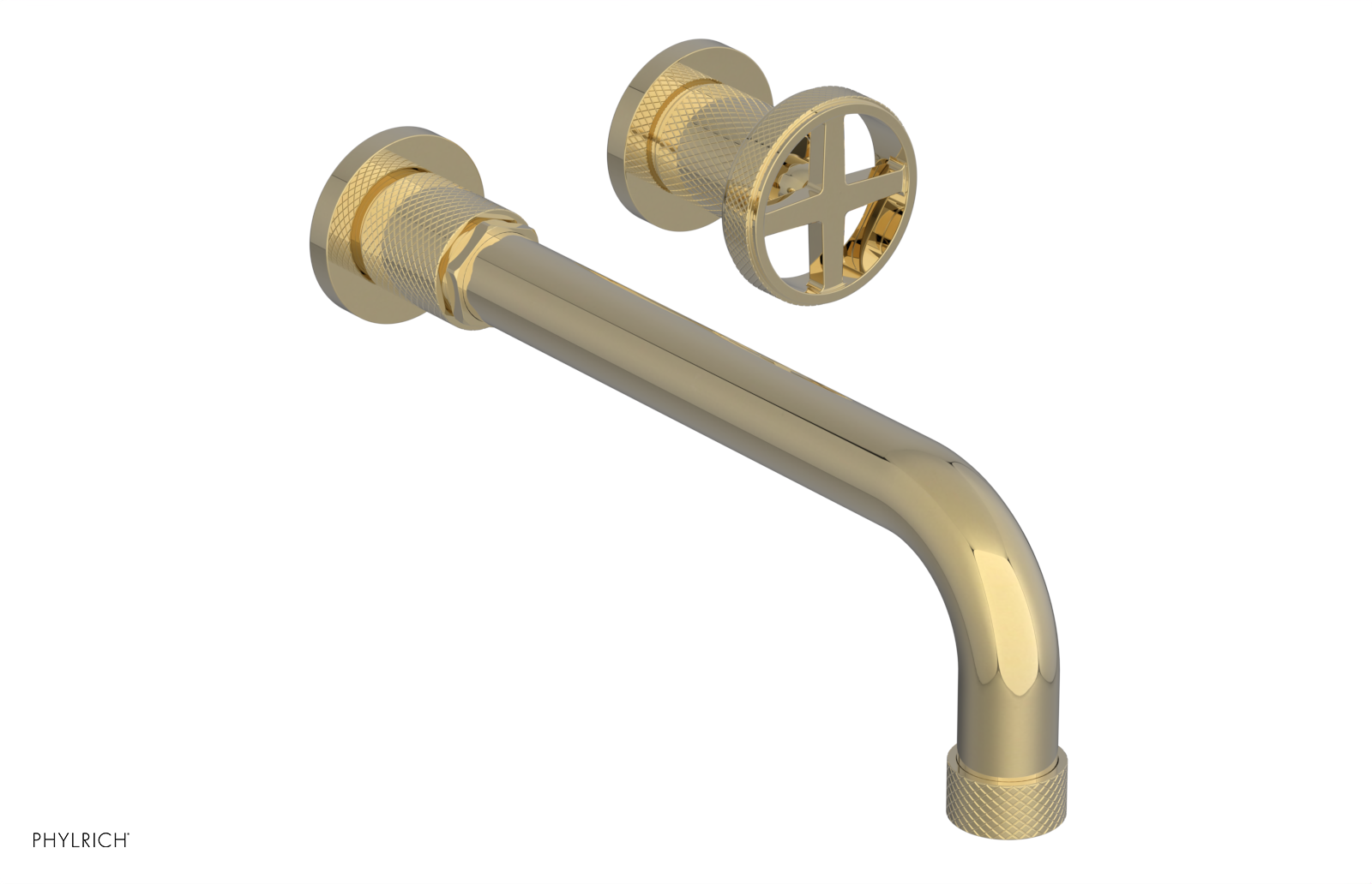 DUSTRIE Single Handle Wall Mounted Lavatory Faucet Set - 10 Inch Spout with Knurled Design (Model 371-15-10) for Bathroom Sink & Powder Room