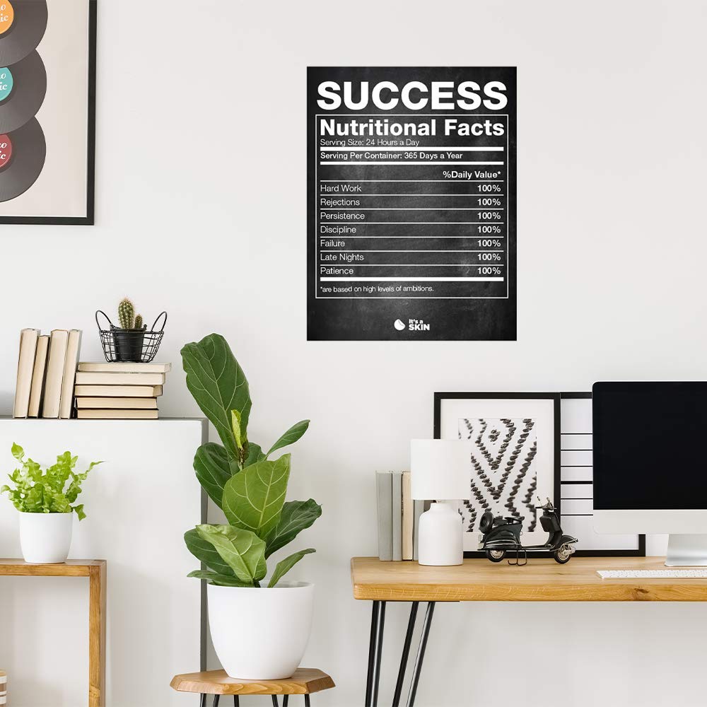 IT'S A SKIN Success Nutrition Facts Poster - Motivational Wall Art for Home, Bedroom & Kitchen Decor