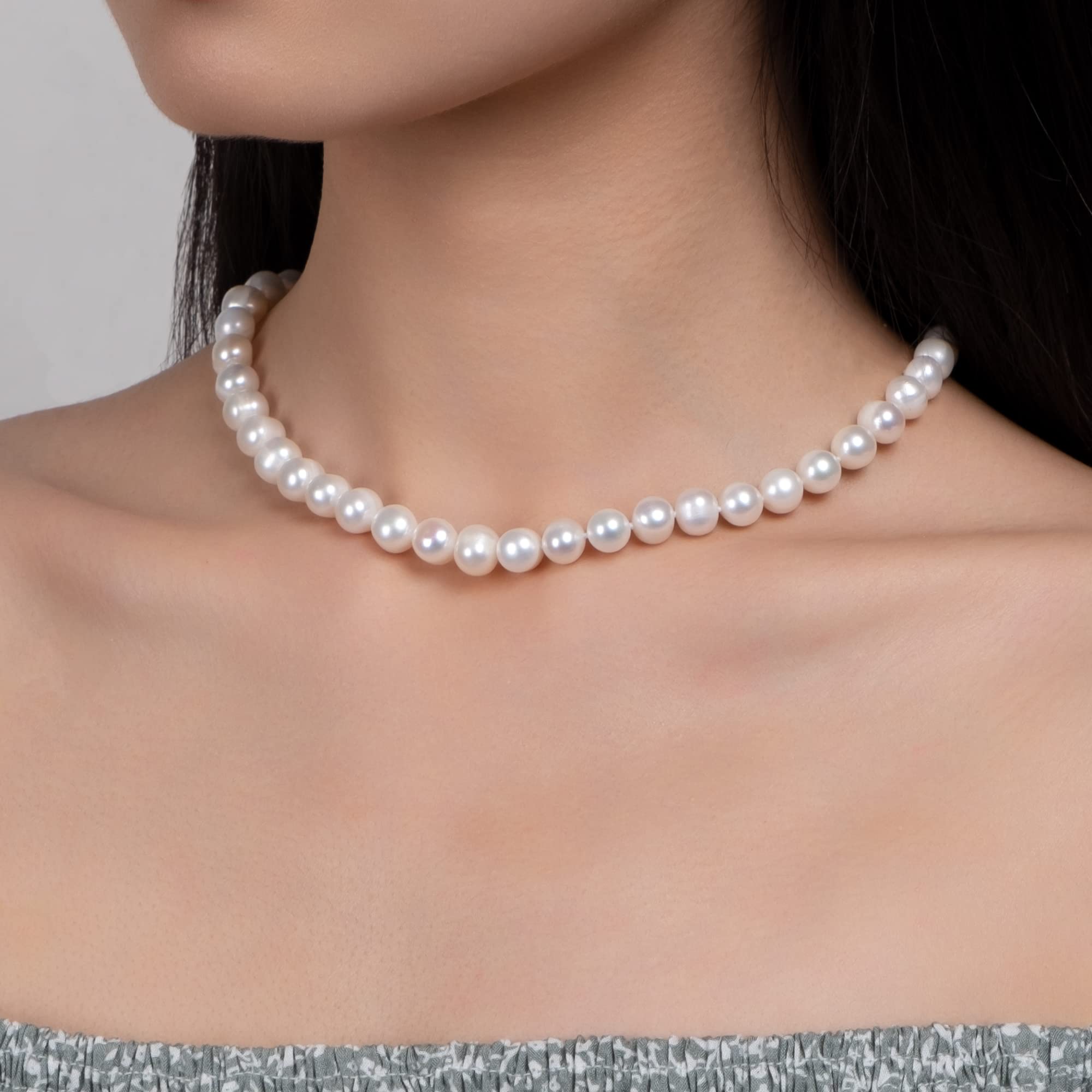 AAAAA Grade Genuine Freshwater Cultured Pearl Necklace for Women - Elegant Fine Jewelry Gift for Her - Perfect for Weddings, Anniversaries & Special Occasions