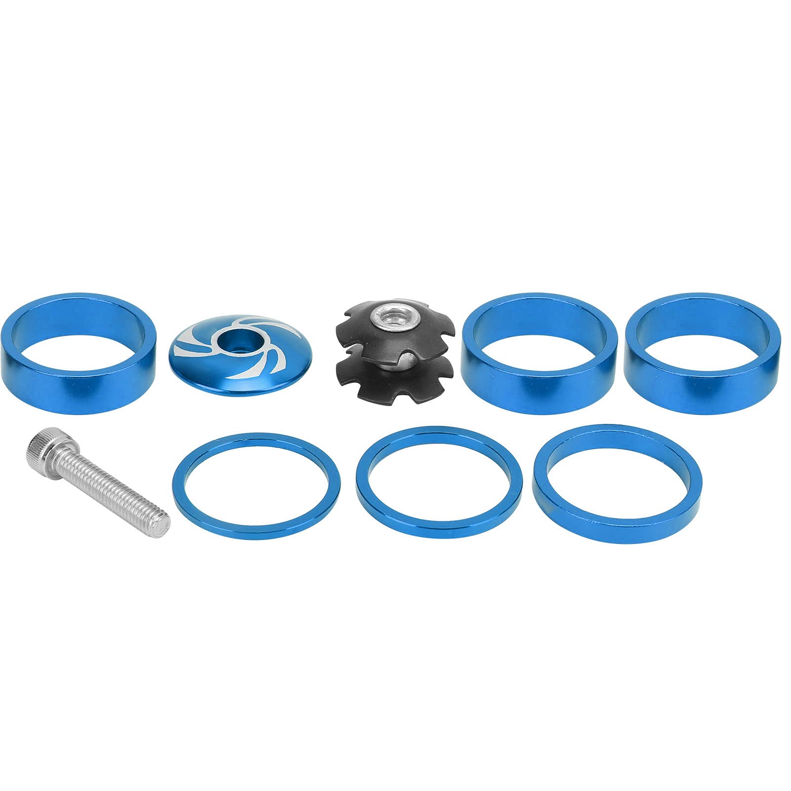 YUUGAA 6Pcs Bike Headset Spacer - Aluminum Alloy Bicycle Handlebar Stem Spacers for Mountain Bike - Perfect for Bike Maintenance & Handlebar Height Adjustment