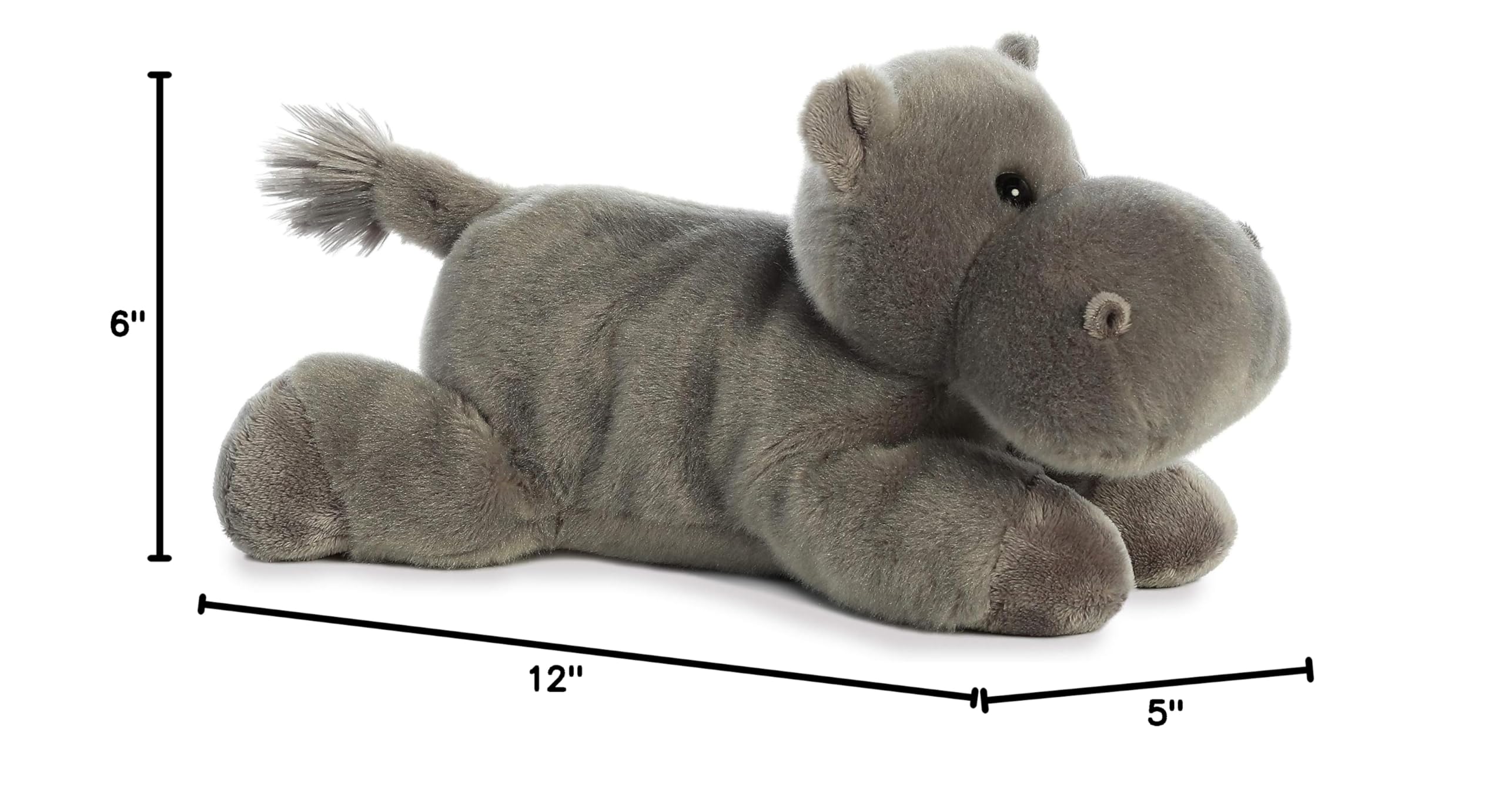 Aurora® Adorable Flopsie™ Howie Hippo™ Gray Stuffed Animal Plush Toy - 12 Inch Soft Cuddly Hippo for Kids, Perfect Gift for Birthdays & Bedtime Comfort
