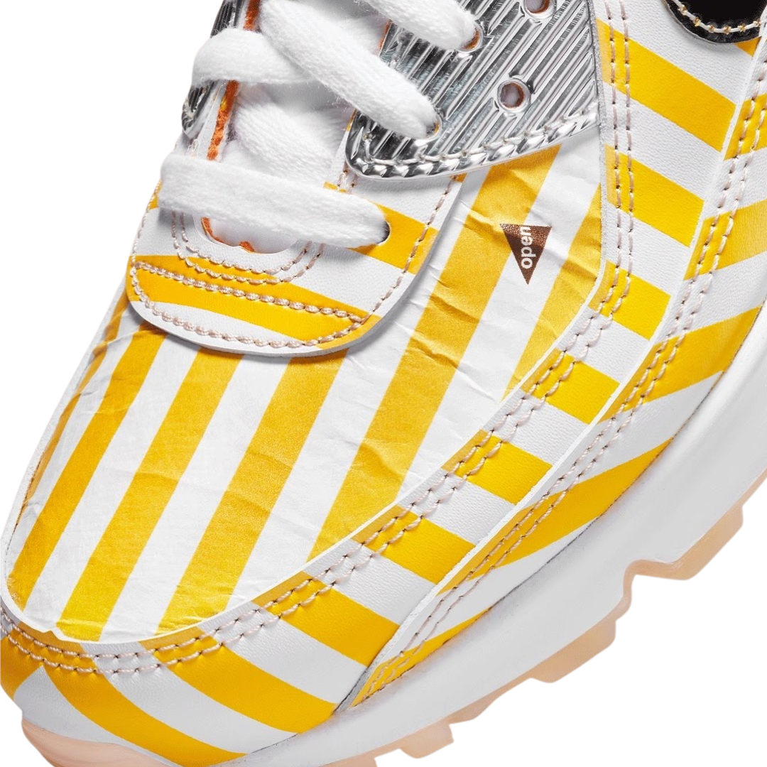 Nike Air Max 90 Sneakers - Fried Chicken Speed Yellow & Shimmer White - Running Shoes for Men & Women - Perfect for Casual Wear, Gym & Street Style