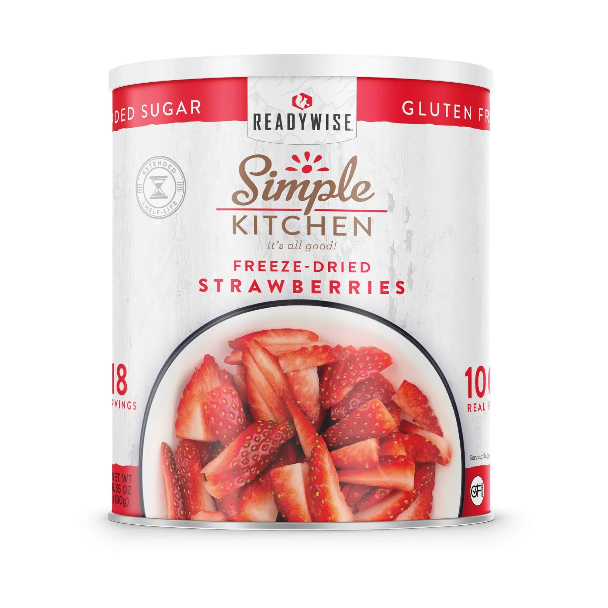ReadyWise Freeze Dried Sliced Strawberries - 18 Servings Can | Emergency Food Supply, Camping Snacks & Baking Ingredients | Long Shelf Life Survival Food for Hiking, Backpacking & Pantry Storage