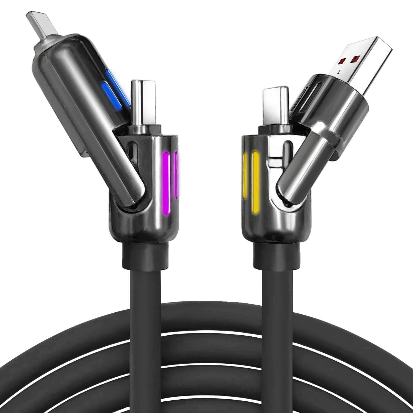 240W 4-in-1 Multi Charging Cable 5FT - USB A to C/L & USB C to C Fast Charger - Compatible with iPhone 14/13/12, Samsung S24, iPad, MacBook - High Speed Data Sync & Power Delivery - Perfect for Travel, Office & Home Charging