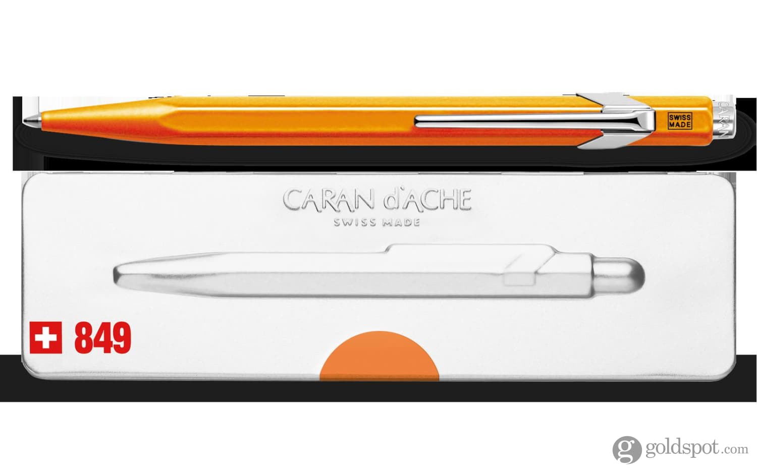 Caran d'Ache 849 Popline Ballpoint Pen - Fluorescent Orange Ink - Premium Swiss Writing Instrument for Office, School & Gift Giving