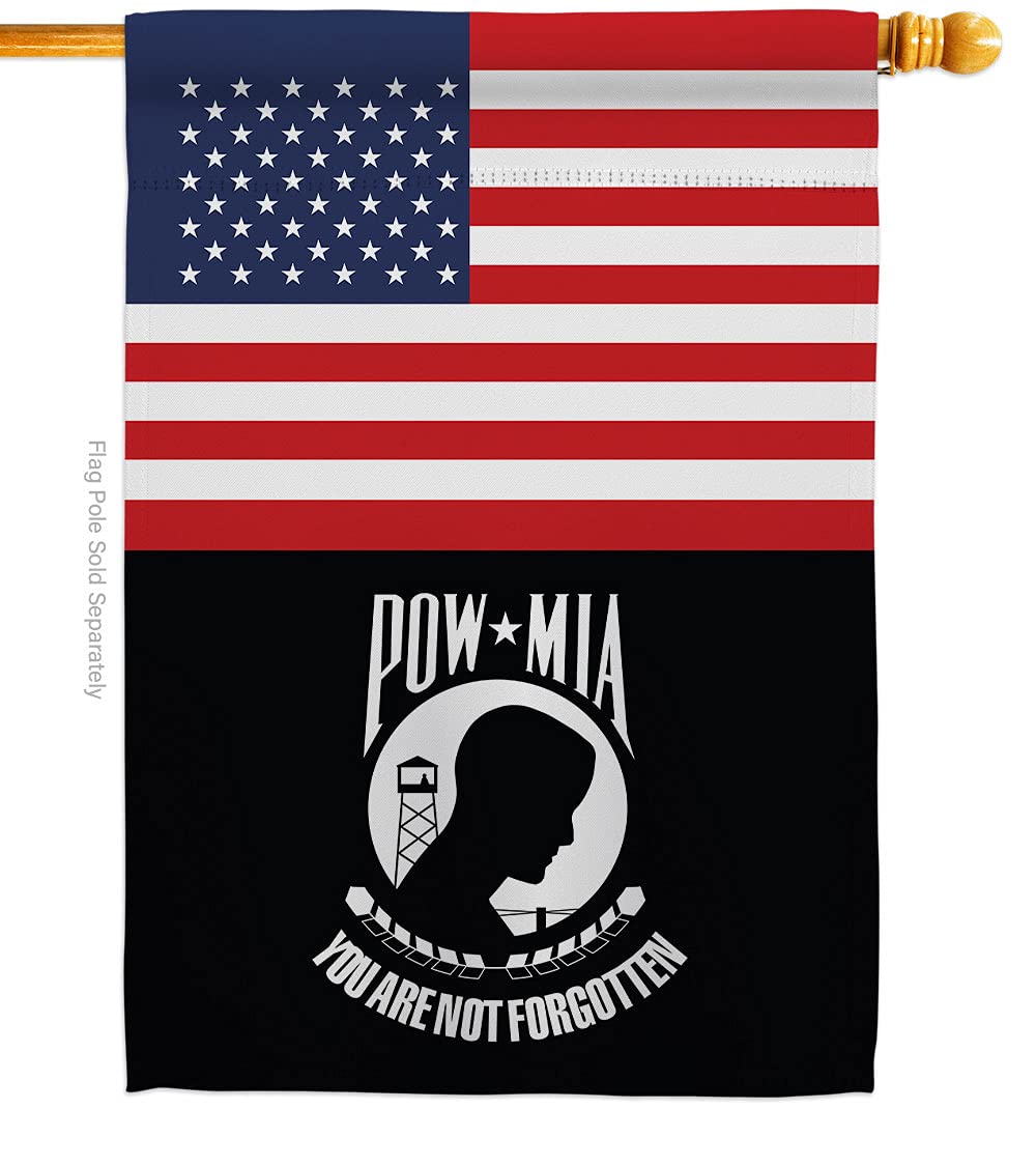 Americana Home & Garden H140732-BO 28x40 Inch Double-Sided US POW MIA House Flag - Military Tribute Banner for Yard, Garden & Outdoor Decor - Patriotic Gift for Veterans & Armed Forces Supporters - Perfect for Memorial Day, Veterans Day & Military Appreciation Events