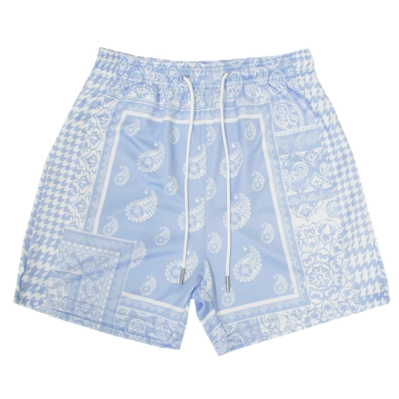 Men's Paisley Bandana Athletic Shorts - Breathable Mesh Gym Workout Running Shorts with Retro Graphic Design - Perfect for Beach, Sports & Casual Wear