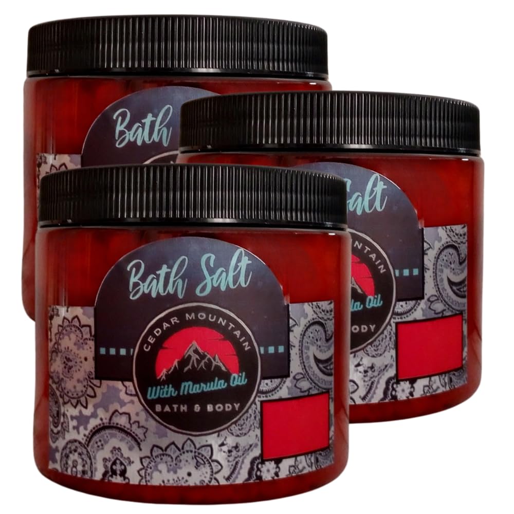 Premium Cedar Mountain Fruit Scented Marula Oil Sea Salt Bath Soak Variety Pack - Green Apple & Pear, Melon & Mandarin Musk, Pomegranate & Pear | Luxurious Aromatherapy for Relaxation, Stress Relief & Skin Hydration | Perfect for Spa Nights, Self-Care Rituals & Gift Giving