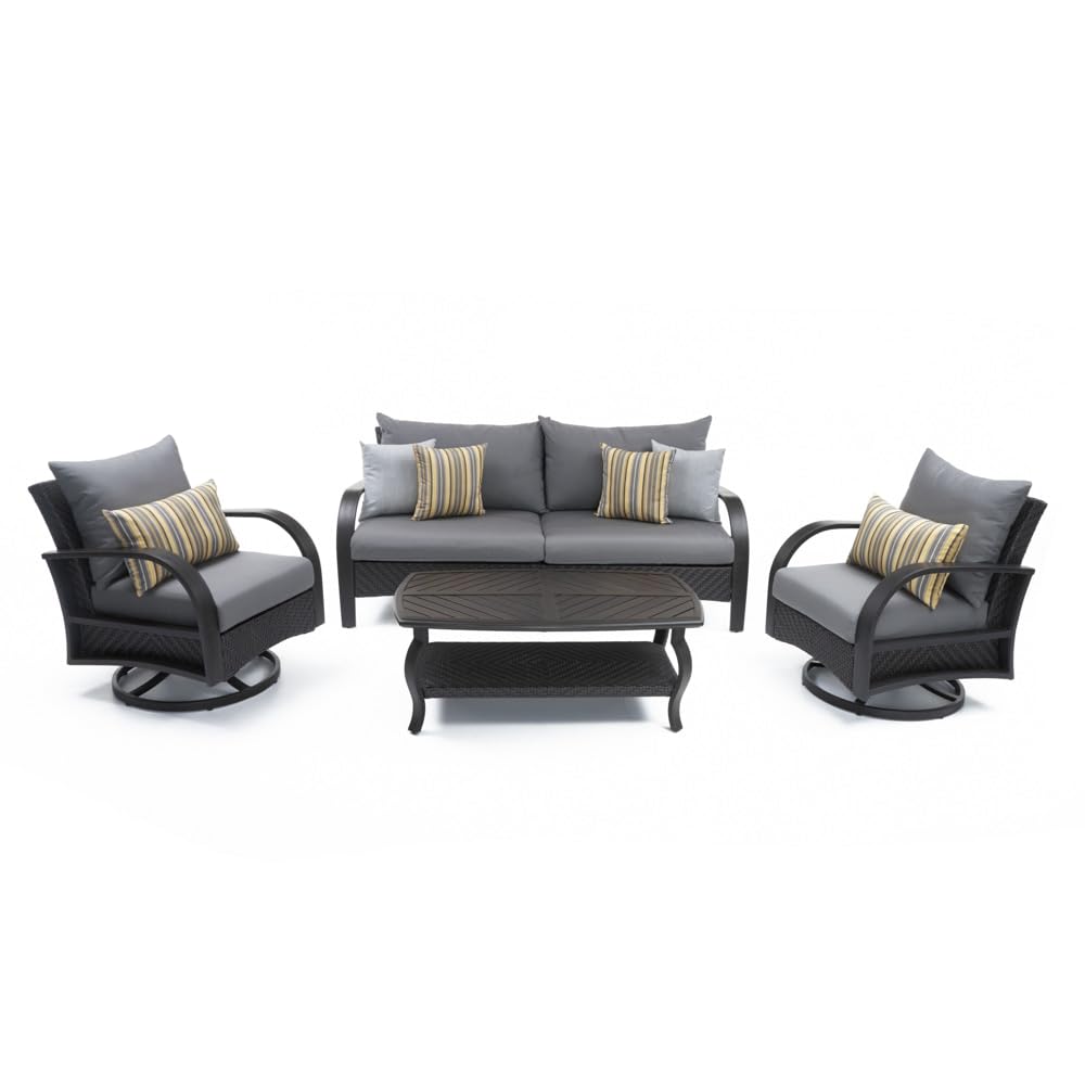 RST Brands Barcelo 4-Piece Outdoor Motion Seating Set with Cushions - Charcoal Gray Patio Furniture for Backyard, Deck, or Poolside Relaxation