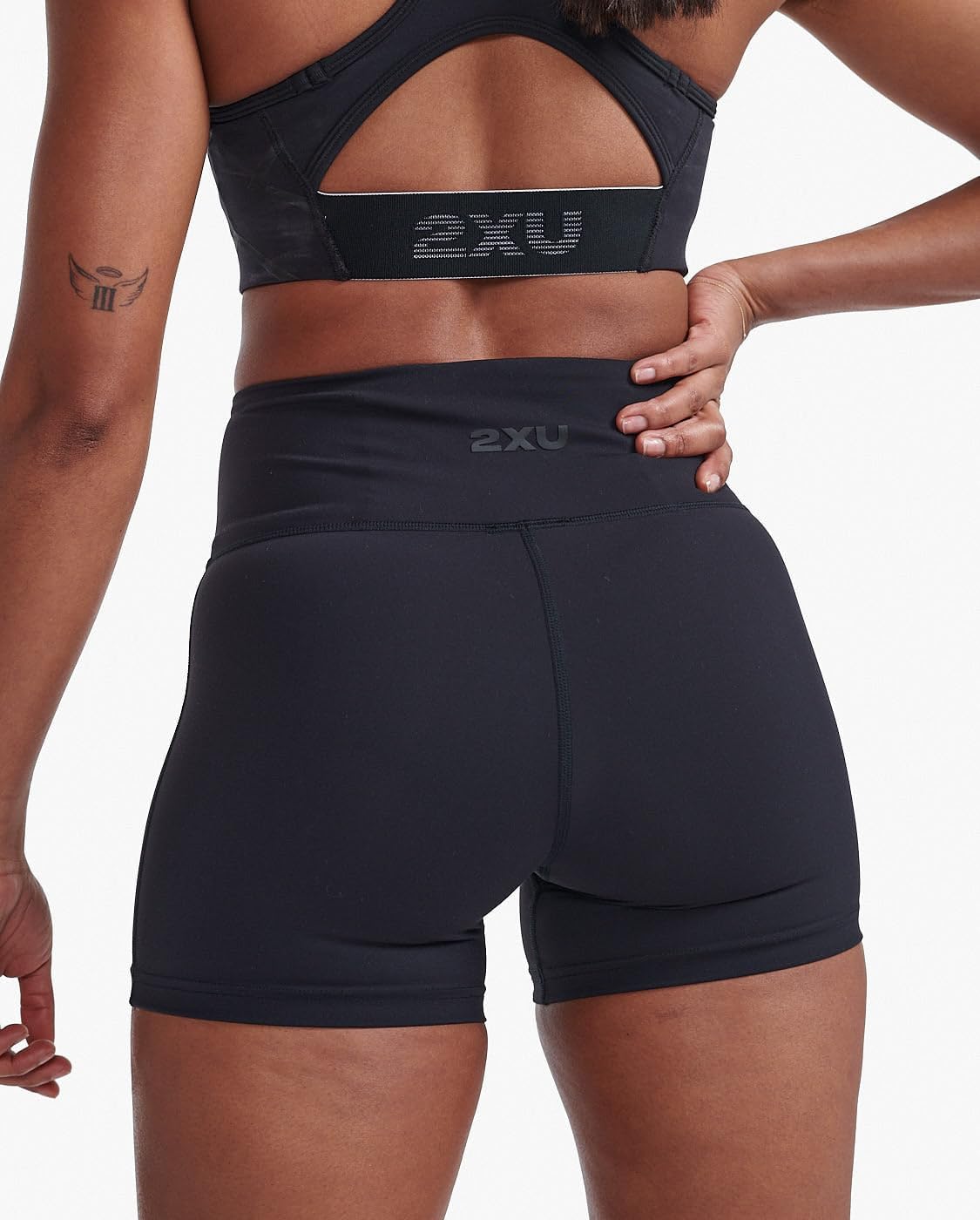 2XU Women's Form Hi-Rise Compression Shorts - Black/Black | High Waist Workout Shorts for Running, Yoga & Gym | Moisture-Wicking & Supportive Activewear
