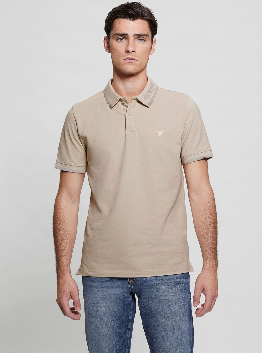 Eco-Friendly Beige Lyle Short Sleeve Polo Shirt for Men - Casual Comfort Wear for Office, Golf & Summer Outings