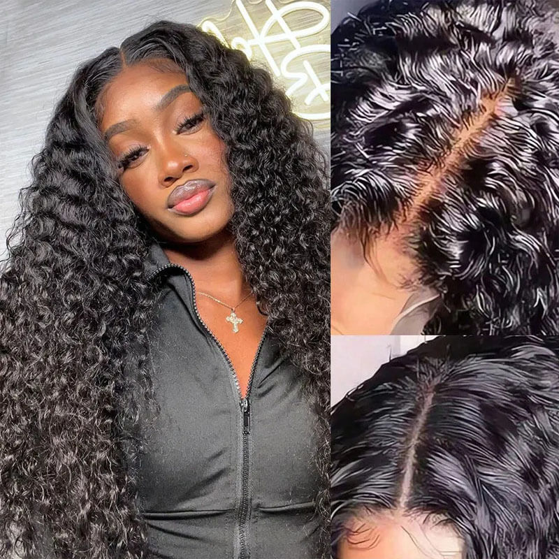 Eullair Kinky Curly Human Hair Wig - Glueless 6x4 & 5x5 Lace Front Wig with Pre-Cut Lace | Beginner Friendly | 30s Quick Install | Natural Black | Perfect for Daily Wear, Cosplay & Special Occasions