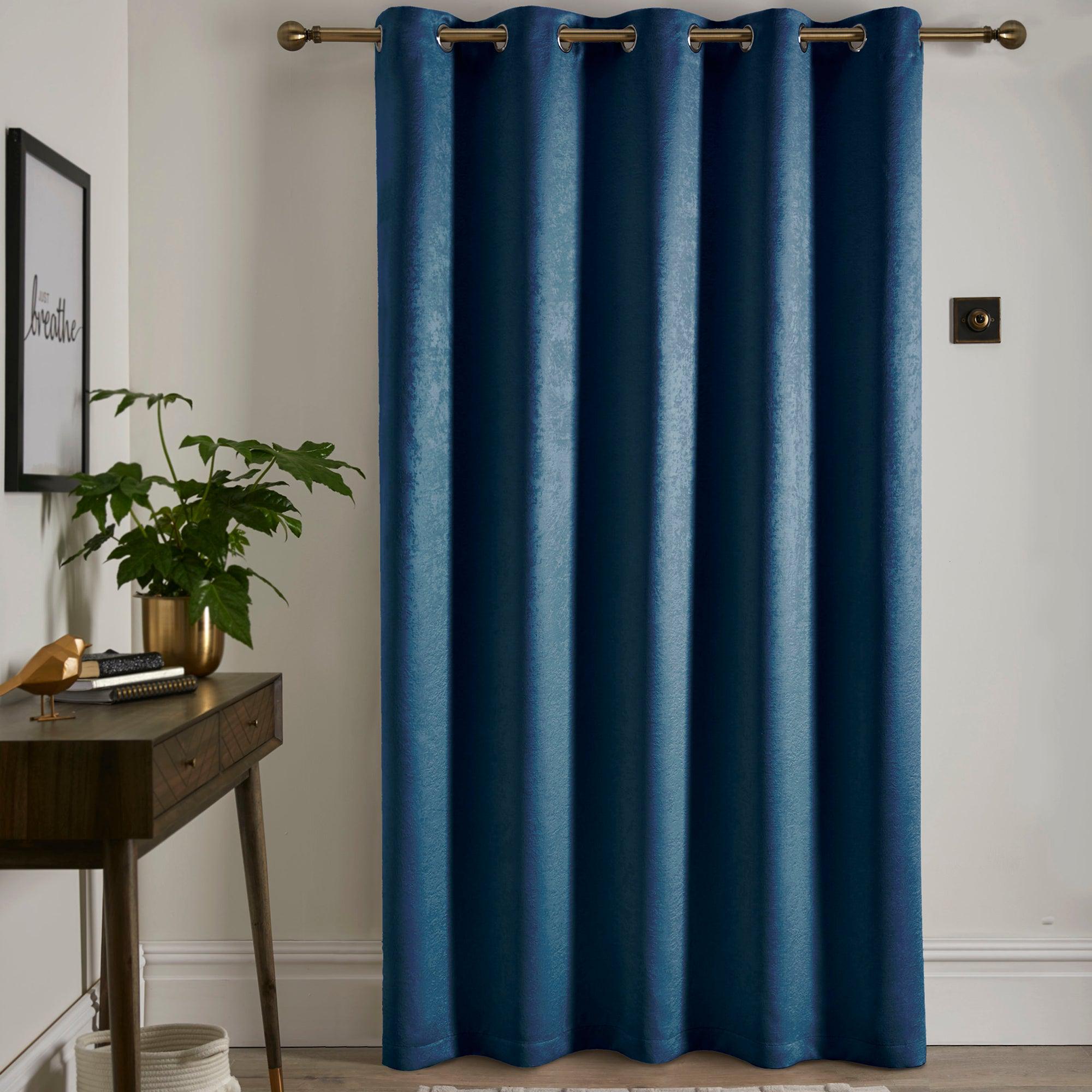 Fusion Strata Eyelet Panel Door Curtain in Teal - Modern Window Treatment for Living Room, Bedroom & Office