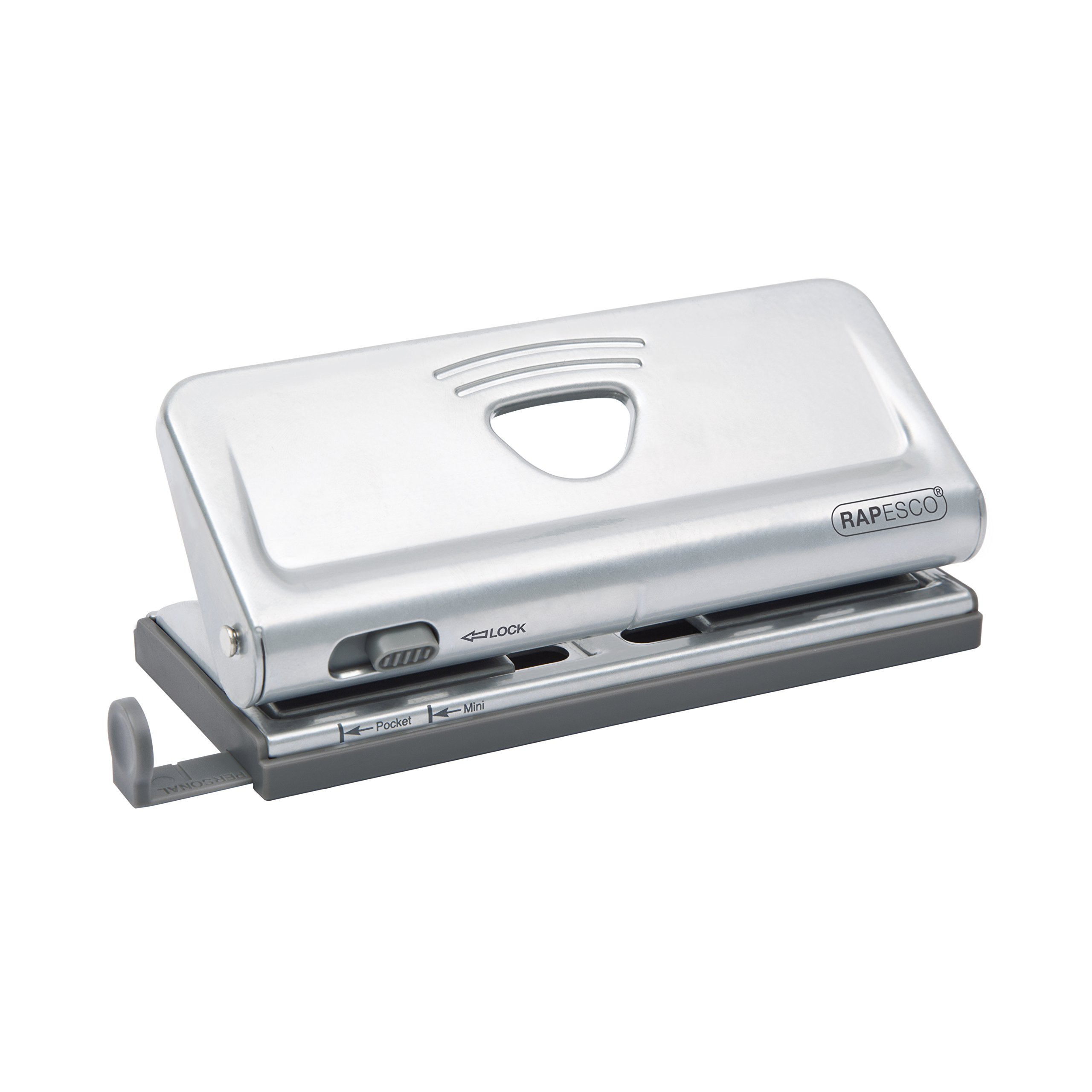 Rapesco 6-Hole Adjustable Paper Punch (1344) - Silver | Heavy Duty Hole Puncher for Binders, Reports & Office Documents | Ideal for Filing, Organizing & Office Use