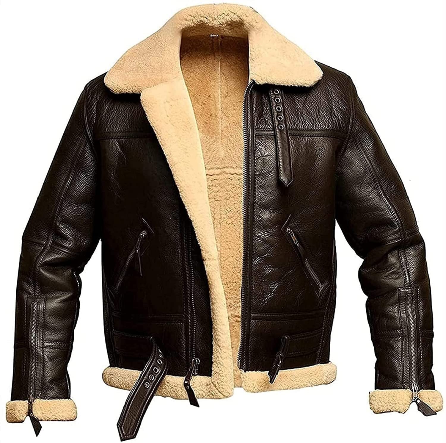 Men's Genuine Sheepskin Leather Pilot Jacket - Stylish Bomber & Cropped Motorcycle Jacket for Men | Perfect for Riding, Casual Wear & Outdoor Adventures