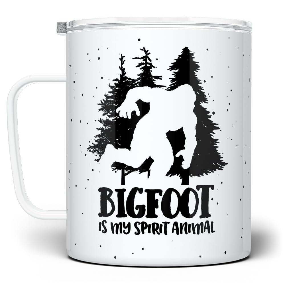 Loftipop Bigfoot Insulated Travel Tumbler - 12oz Stainless Steel Coffee Mug for Camping, Hiking & Outdoor Adventures - Perfect Gift for Nature Lovers & Sasquatch Enthusiasts - Keeps Drinks Hot/Cold - Ideal for Office, Commute & Road Trips