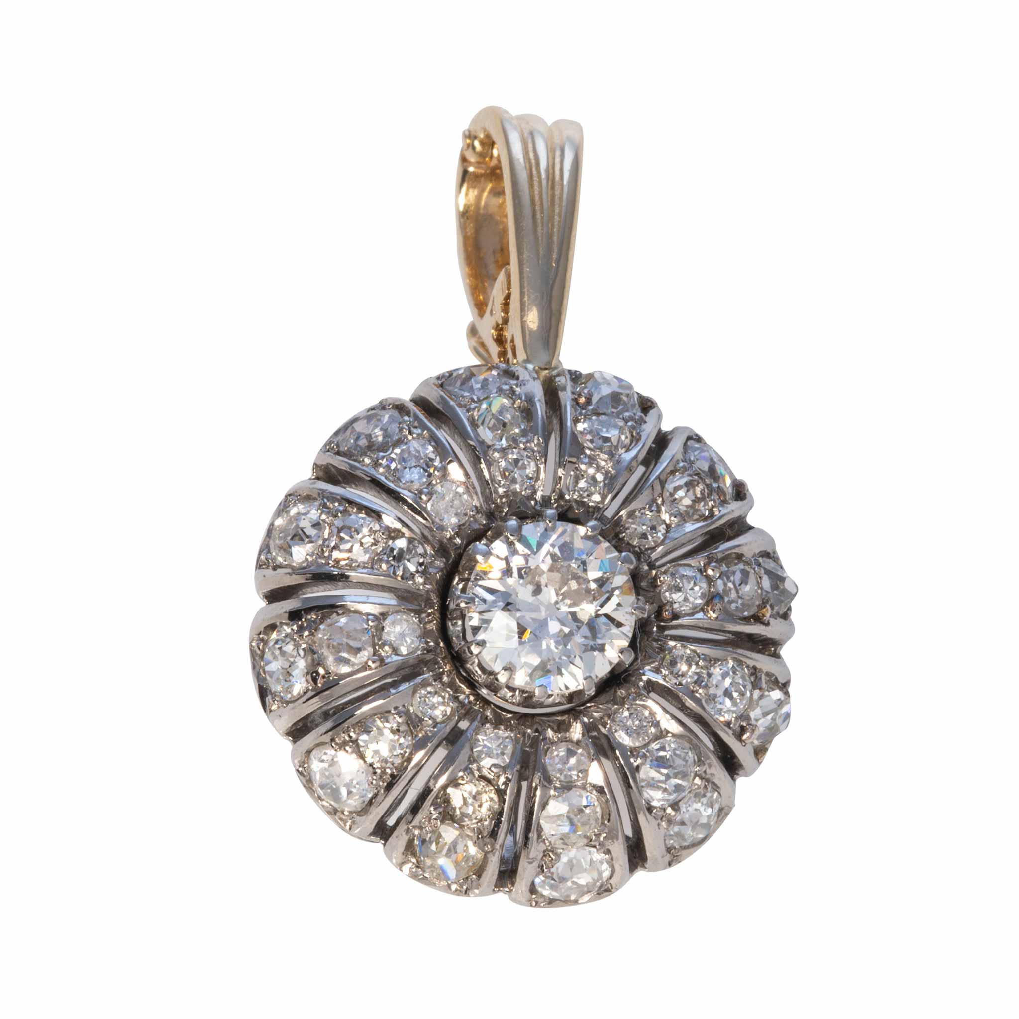 2.80ctw Edwardian Diamond Pendant in 14K Two-Tone Gold - Elegant Vintage Jewelry for Weddings & Special Occasions