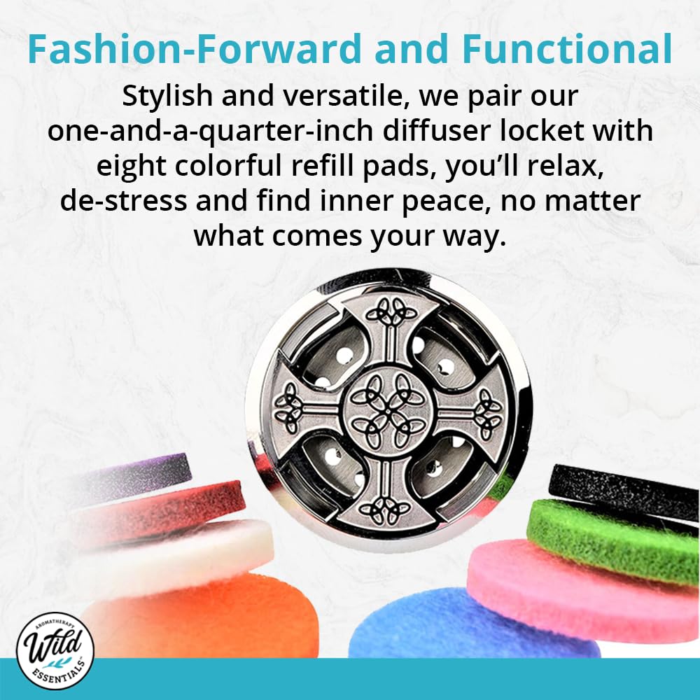 Wild Essentials Pretty Kitty Cat Essential Oil Car Vent Diffuser - Stainless Steel Locket Pendant with 12 Color Refill Pads | Customizable Color Changing Air Freshener for Aromatherapy | Perfect for Cars, Home & Office Use