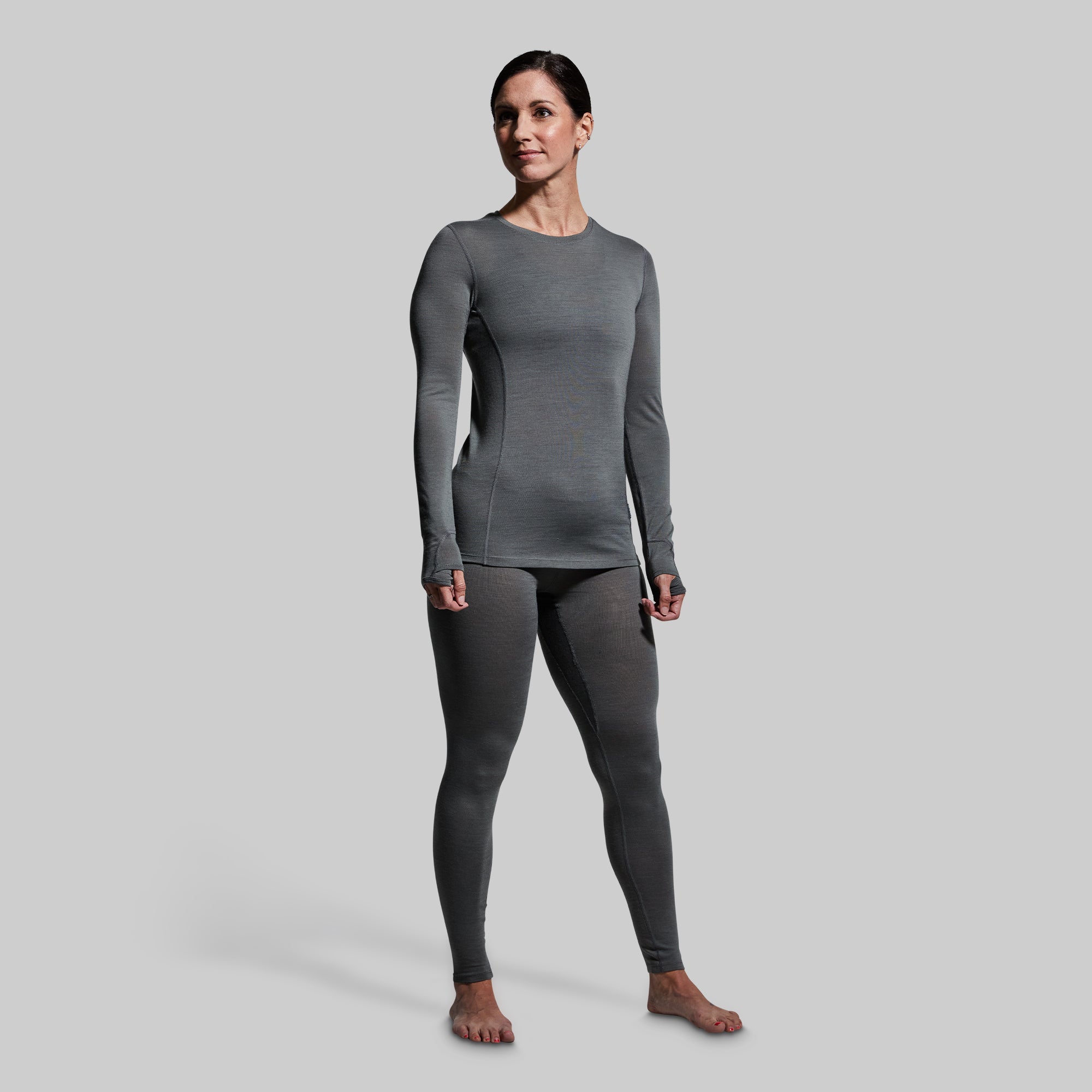Women's Ridgeline Base Layer Top - Thermal Underwear for Cold Weather - Moisture Wicking & Odor Control - Wolf Grey - Perfect for Hiking, Skiing & Winter Sports