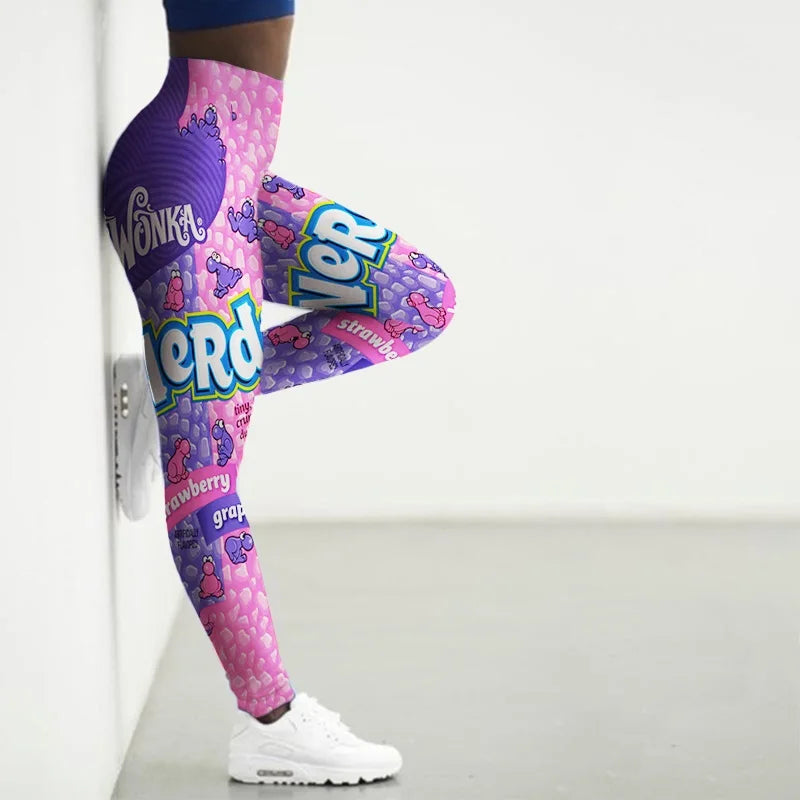 3D Snacks Printed Women's Sport Leggings - High Waist Yoga Pants, Seamless Gym Tights for Running, Workout & Fitness - Cute Casual Wear for Women