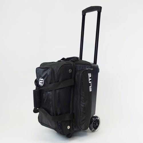 ELITE Deluxe Double Roller Bowling Bag - Heavy Duty Black Bowling Ball Carrier with Wheels for Professional & League Bowlers | Perfect for Tournaments & Practice Sessions