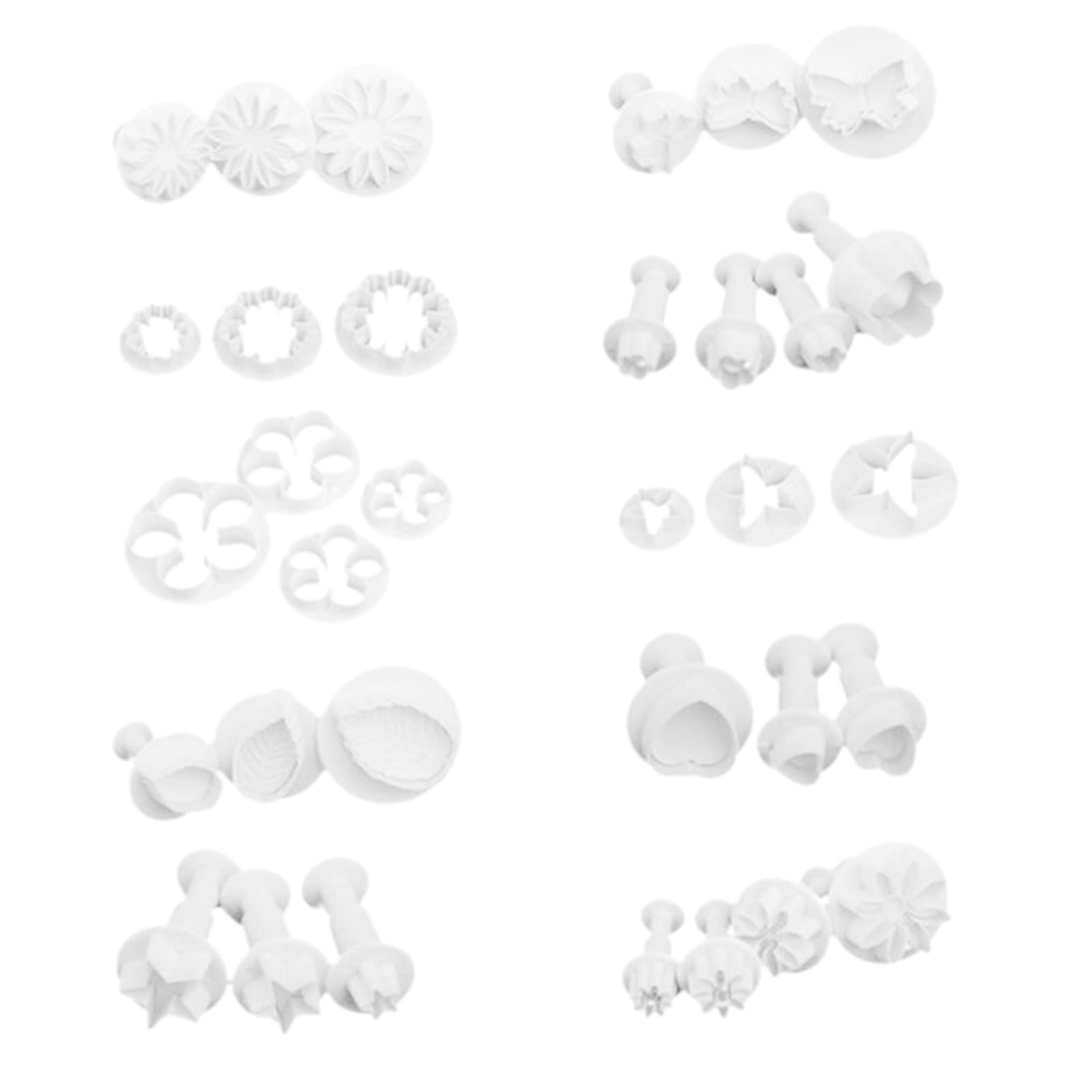 33-Piece Vacuum Former Sugar Flower Mold Set - Cartoon Steamed Bun Decorations, Cake Decorative Cutters & Plastic Sealer for Baking, DIY Desserts & Party Treats (White, One Size)