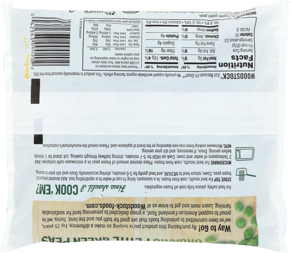 Organic Petite Peas by Woodstock Farms - 10 Ounce (Pack of 12) | Premium Quality, Non-GMO, Gluten-Free | Perfect for Salads, Soups, and Healthy Side Dishes