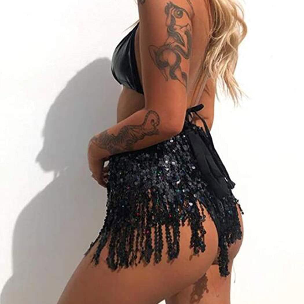 Boho Sequin Tassel Skirt for Women - Fringe Belly Dance Hip Scarf - Perfect for Rave, Party & Dance Costume Outfits - Elegant & Stylish Performance Wear