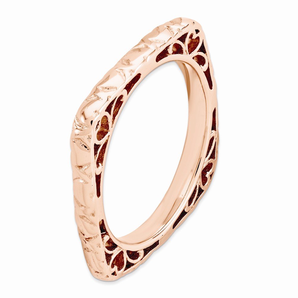 Jewels By Lux Sterling Silver Stackable Expressions Polished Pink-Plate Square Ring for Women | Elegant Everyday Jewelry & Gift for Special Occasions
