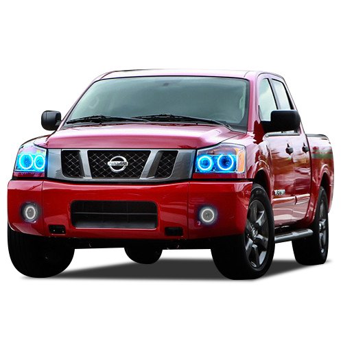 Flashtech LED RGB Multi-Color Halo Ring Headlight Kit with Bluetooth RF Remote & App Control - Compatible with Nissan Titan 2004-2014 - Upgrade Your Ride with Customizable Colors for Night Driving & Car Shows