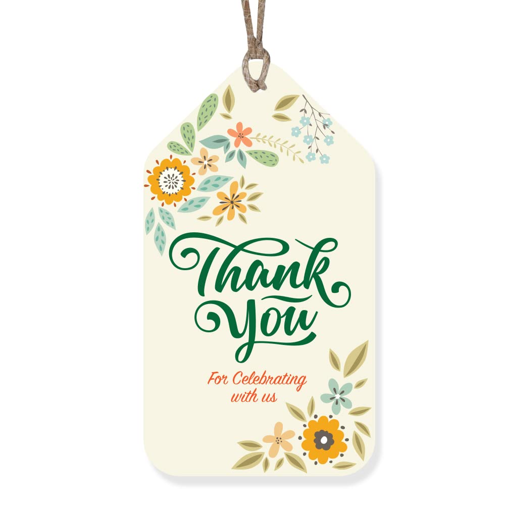 Set of 50 Thank You Gift Tags for Return Gifts, Packaging & Gift Bags - Premium 300 GSM Paper with Natural Jute - Perfect for Birthday Parties, Wedding Favors & Special Occasions